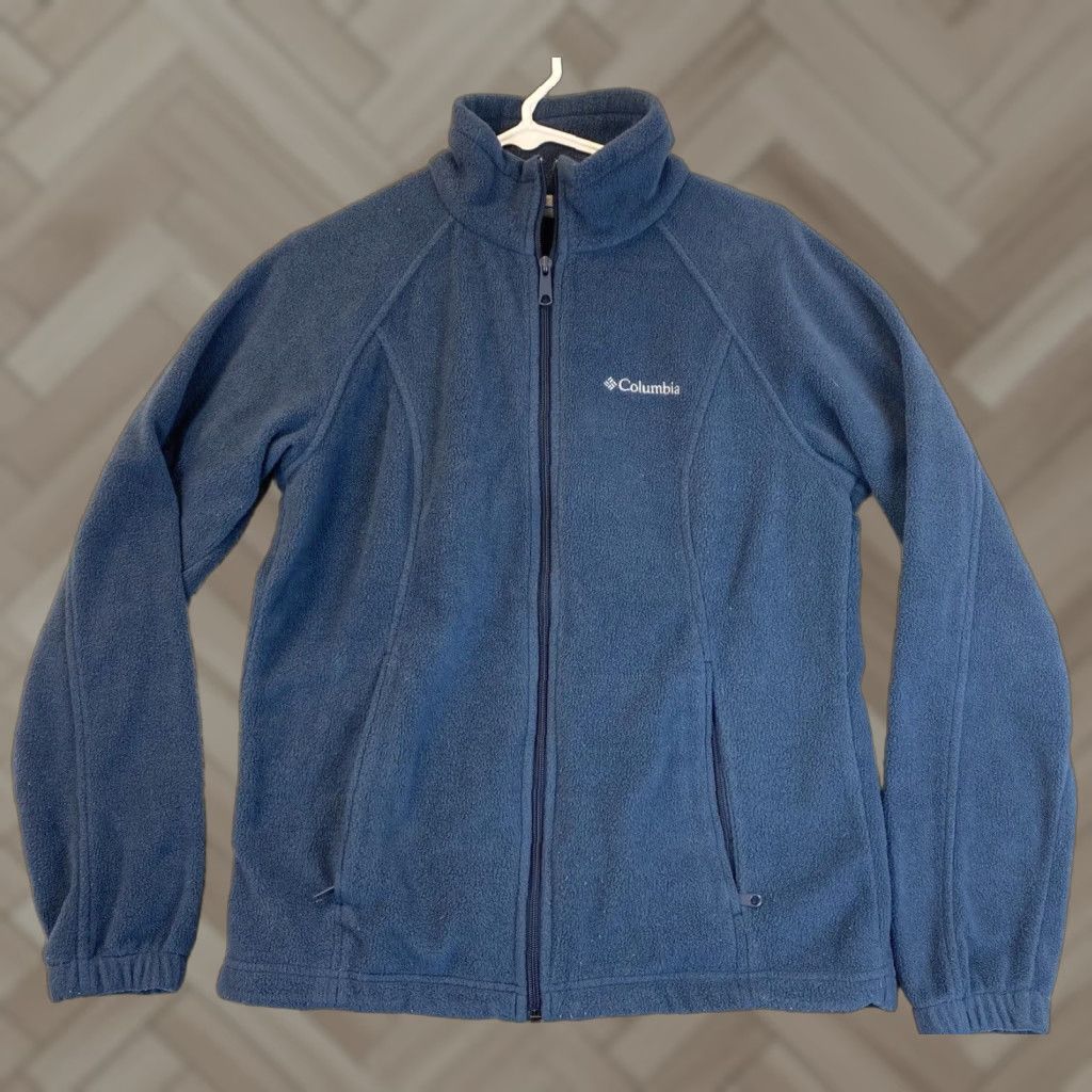 Vintage Columbia Indigo Blue Fleece Full Zip Mock Neck Jacket Size Medium /70-6 Size M / US 6-8 / IT 42-44 - 1 Thumbnail