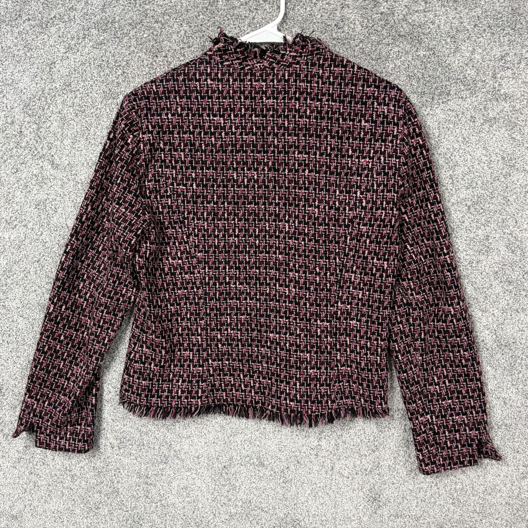 Vintage VTG Jessica Howard Blazer Women 8 Pink Black Tweed Frayed Dark Academia Check 90s Vintage Office Wear Women's Blazer Size M / US 6-8 / IT 42-44 - 6 Thumbnail