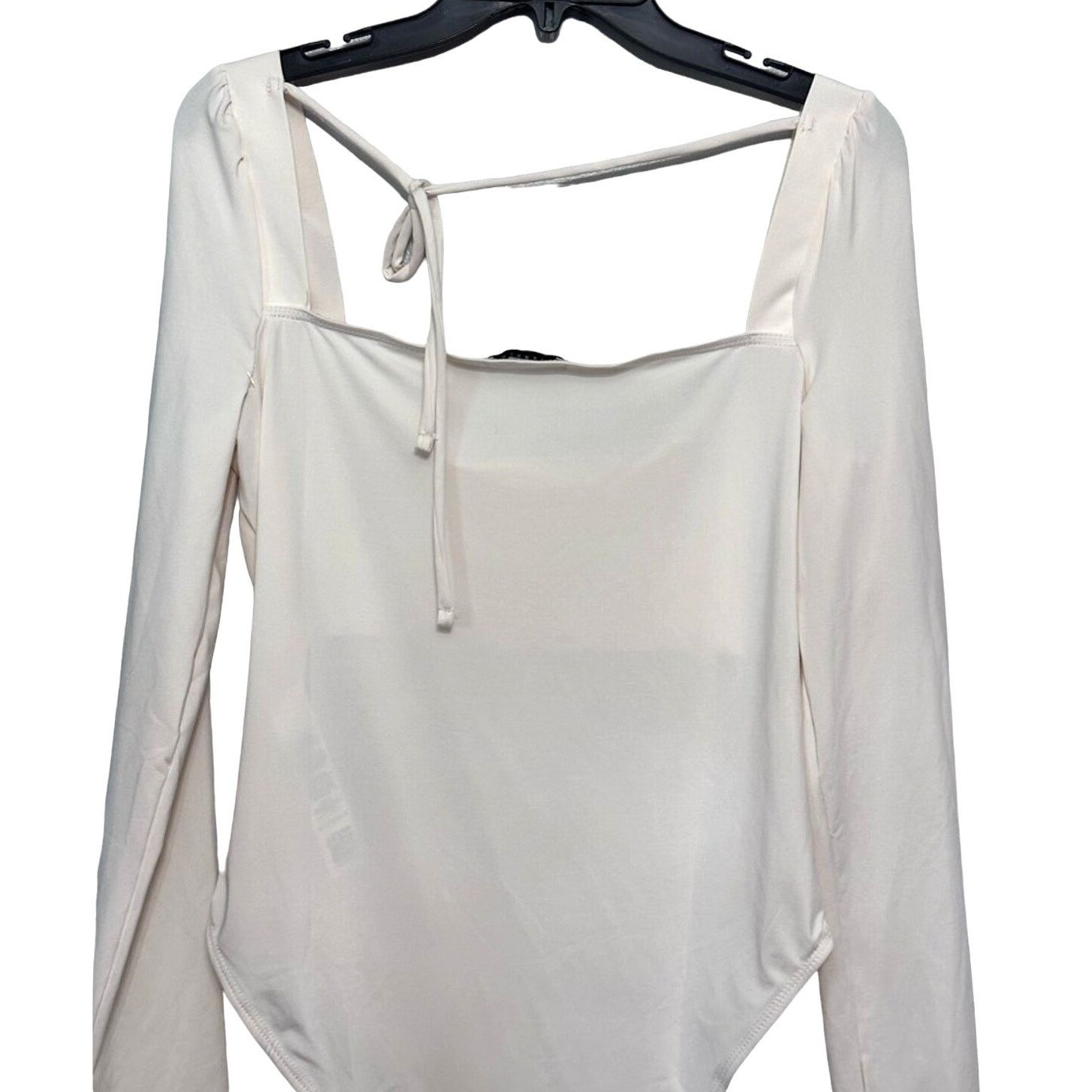 Topshop Topshop Bodysuit Long Sleeve Square Neck Women's Ivory 12 Size XL / US 12-14 / IT 48-50 - 7 Thumbnail