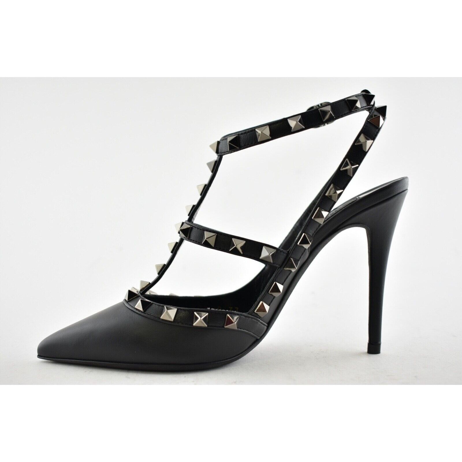 Valentino Rockstud Noir Ankle Strap Pointed Sandal Heel Pump 36.5 Size US 6.5 / IT 36.5 - 9 Thumbnail