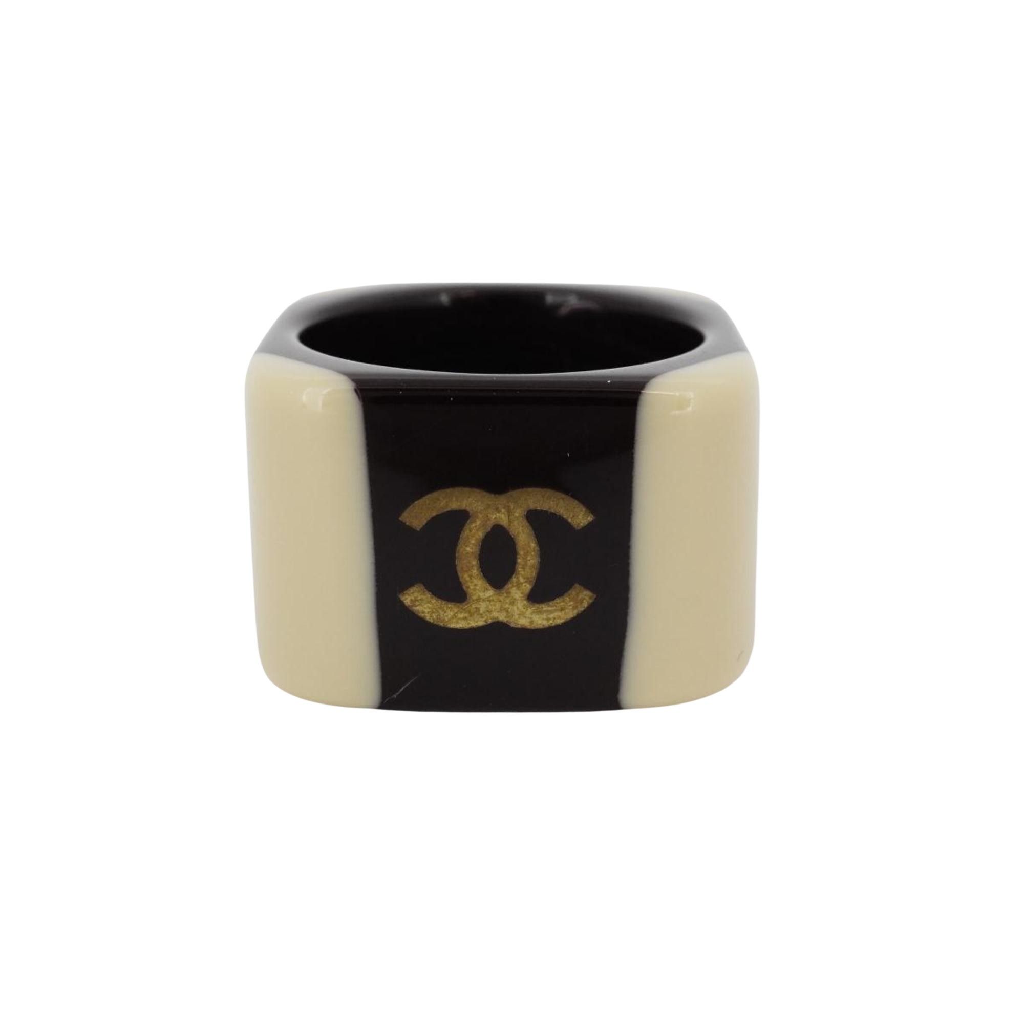 image of Chanel Coco Mark Ring in Black, Women's