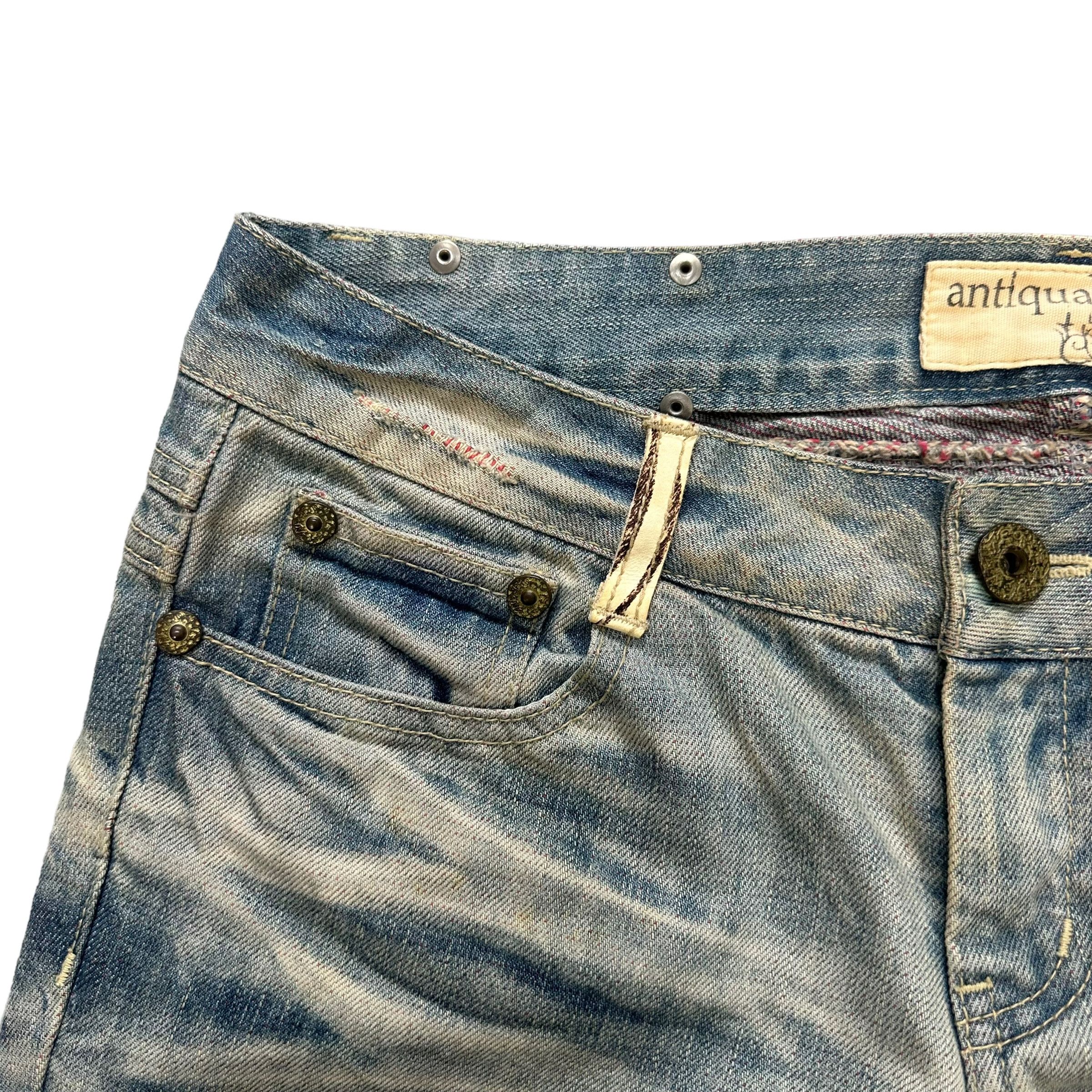 Japanese Brand ANTIQUA TRASHED LIGHT WASH ZEBRA PILE JEANS #8858-032 Size 32" / US 10 / IT 46 - 3 Thumbnail