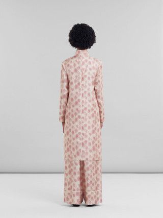 Marni o1f1d3z1125 Antique Silk Midi Dress in Pink/White Size L / US 10 / IT 46 - 4 Thumbnail
