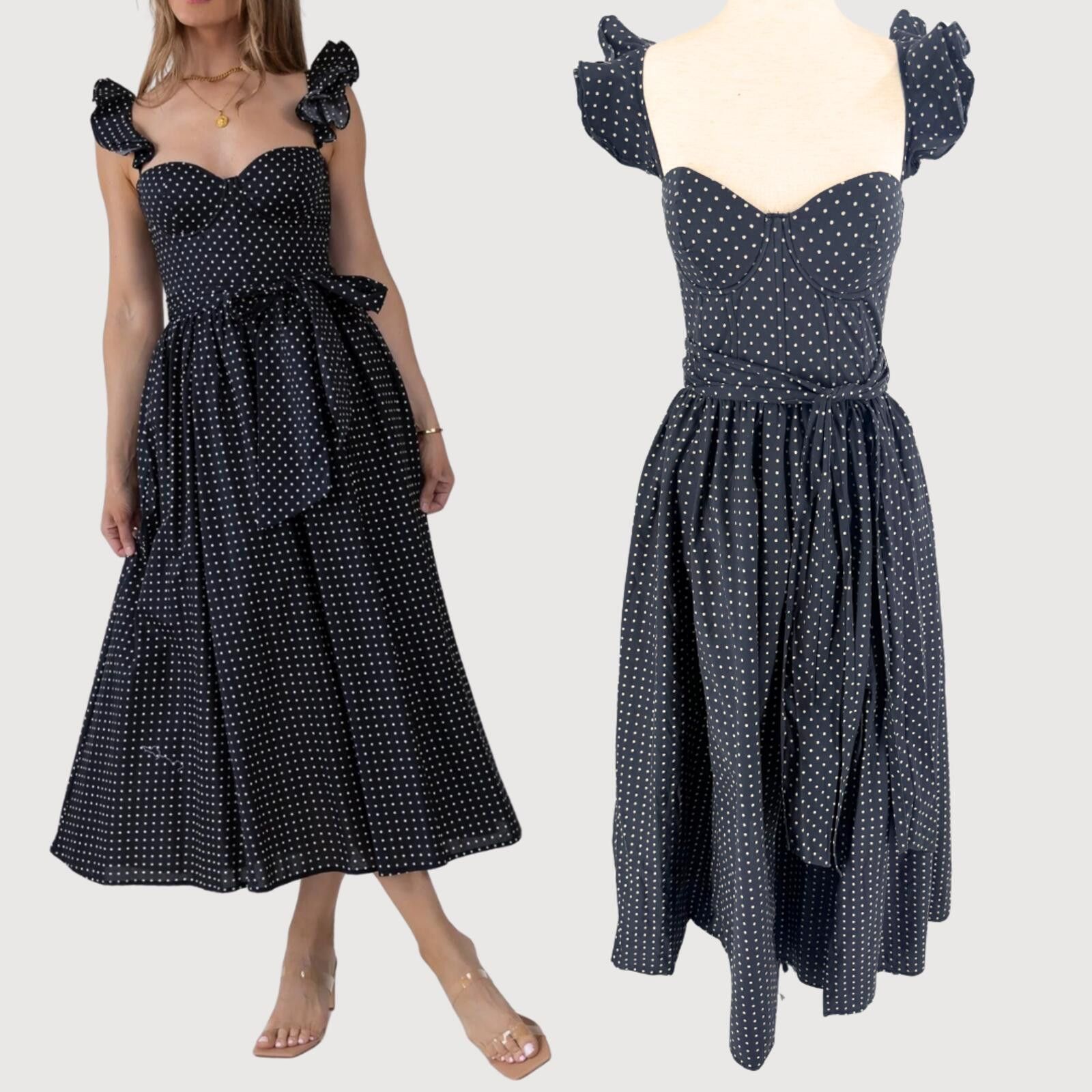 Other Dress Forum Chiara Polka Dot Sweetheart Midi Dress S Size S / US 4 / IT 40 - 1 Thumbnail