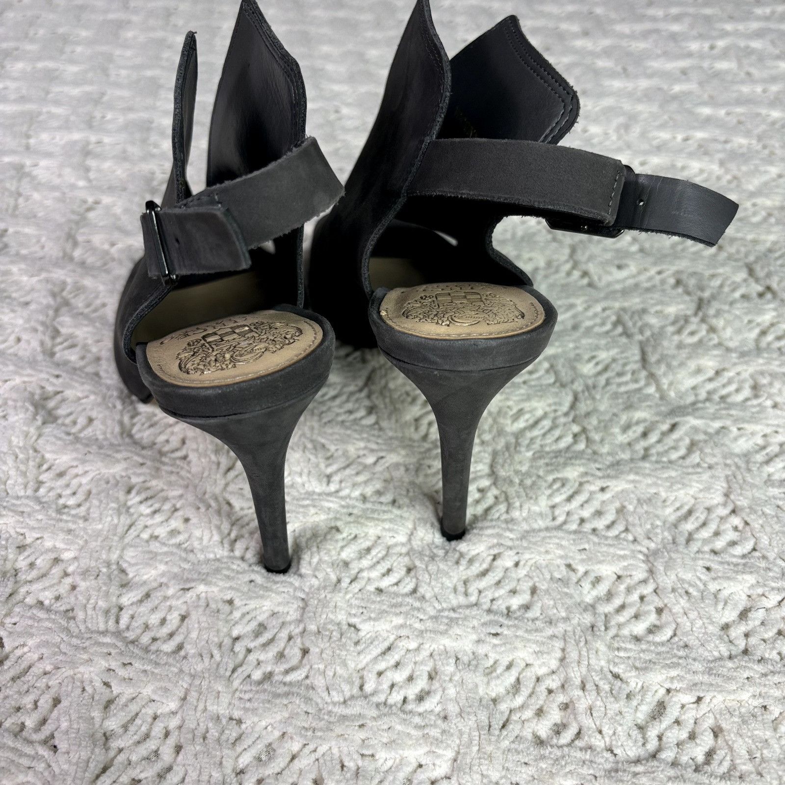 Vince Camuto Vince Camuto Catina Gray Suede Peep Toe Stiletto Heel Slingb Size US 7 / IT 37 - 3 Thumbnail