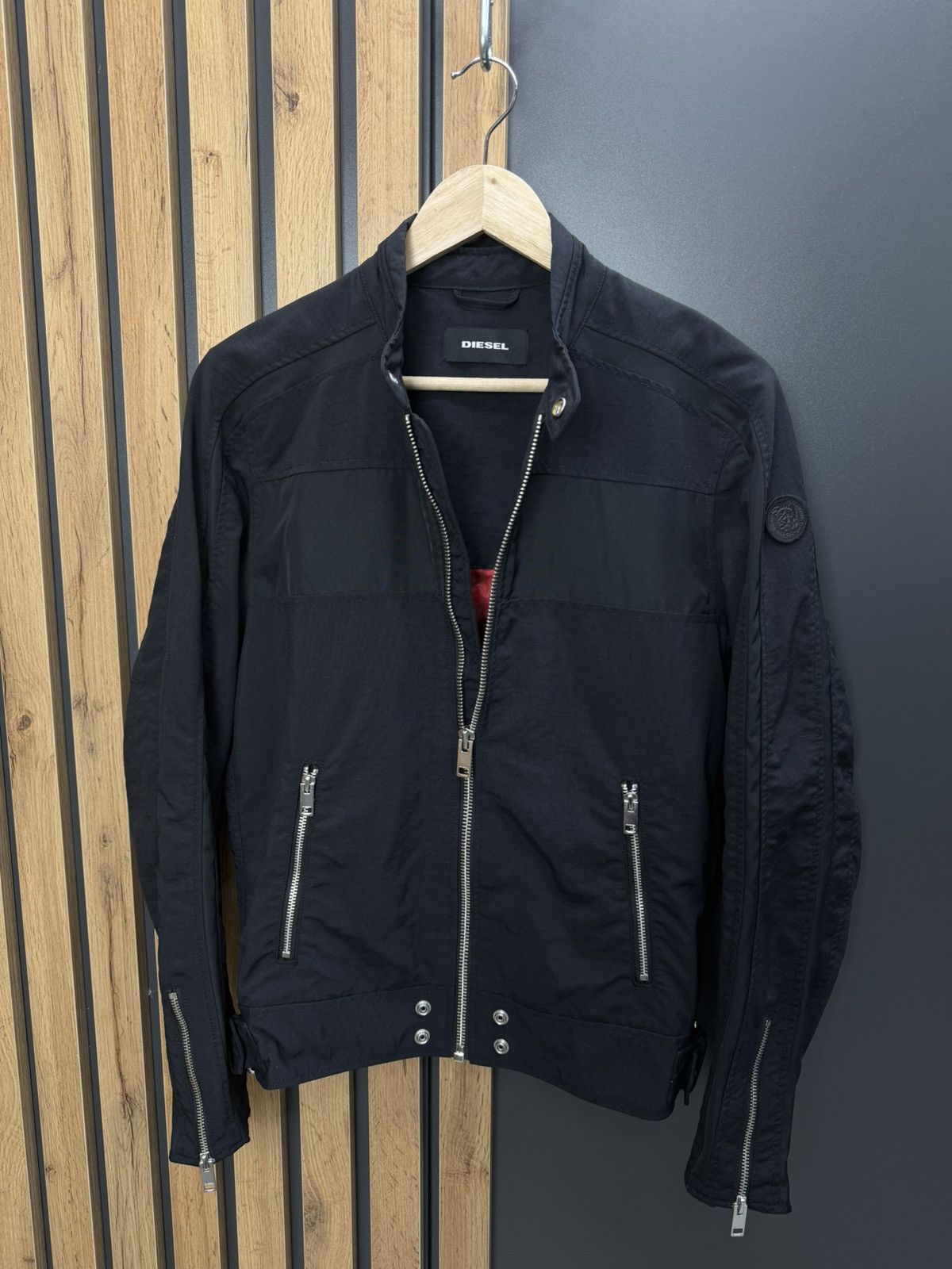 Diesel Diesel Black Biker Jacket Nylon Size M Size US M / EU 48-50 / 2 - 1 Thumbnail