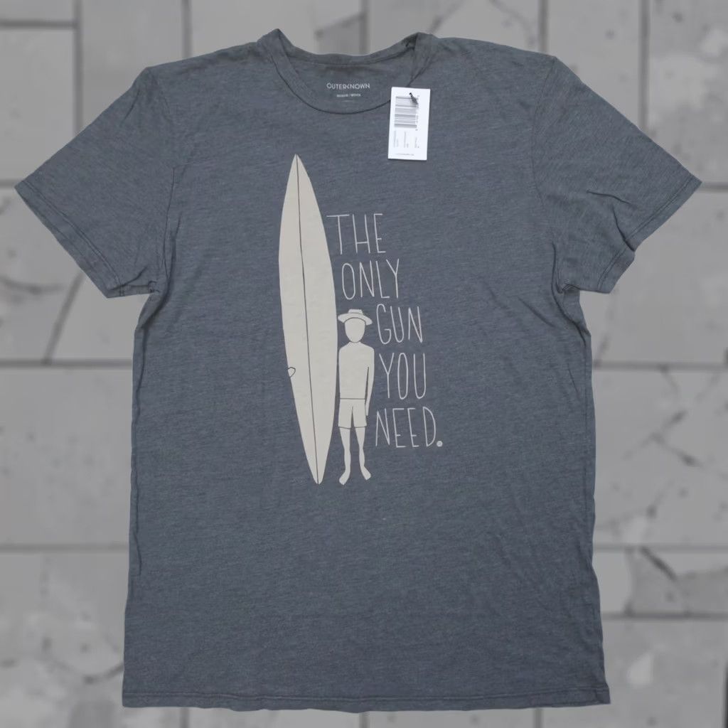 Outerknown Outerknown T-Shirt Men M Surf Grey Organic S/S Graphic Print Crew Neck Short Sleeve Lightweight Quick Dry Breathable Moisture Wicking Tagless Size US M / EU 48-50 / 2 - 1 Thumbnail