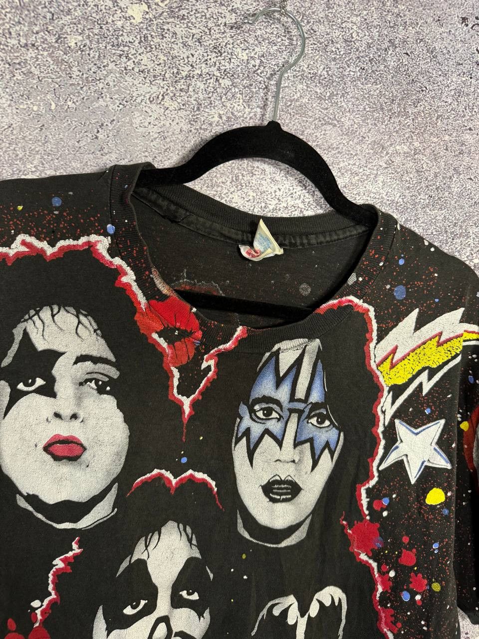 Band Tees × Hanes 1992 Vintage KISS T-Shirt Faces AOP Hanes Winterland Concert Size US L / EU 52-54 / 3 - 9 Thumbnail
