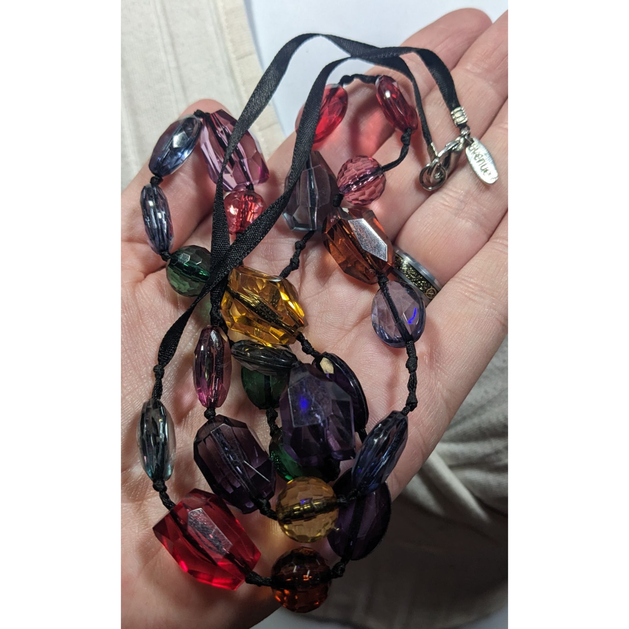 Avenue Avenue Rainbow Gemmed Black Ribbon Necklace Size ONE SIZE - 4 Thumbnail