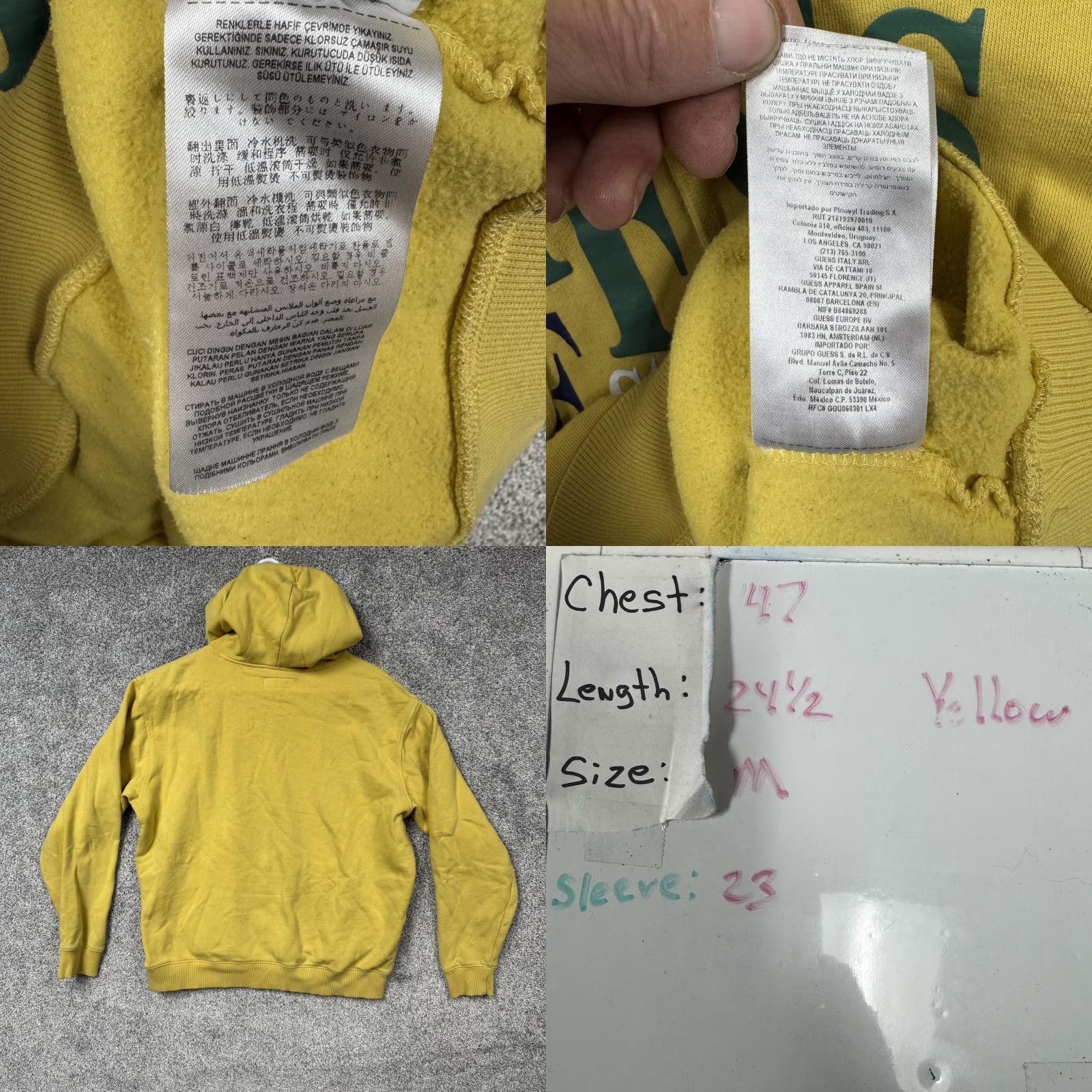 Guess GUESS Hoodie Mens M Yellow Pullover Fleece Graphic Logo Sweatshirt Est 1981 Size US M / EU 48-50 / 2 - 9 Thumbnail