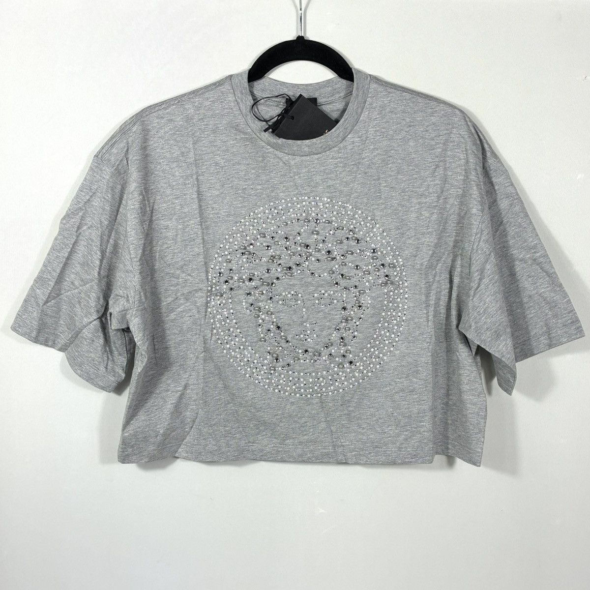 Versace Versace Crystal Medusa Crop Boxy T-Shirt Tee Top Gray IT 40 Size S / US 4 / IT 40 - 5 Thumbnail