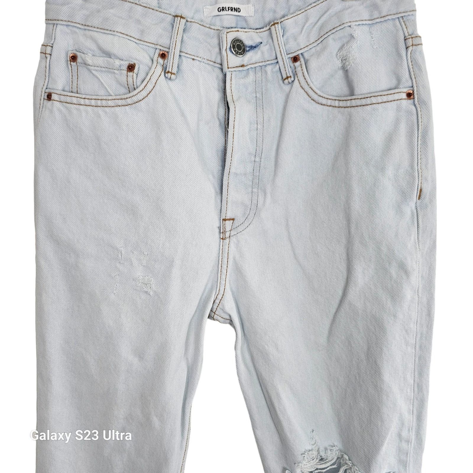 GRLFRND GRLFRND Womens Mica Crop Jeans High Rise Distressed Sz 26 Size 26" / US 2 / IT 38 - 2 Thumbnail