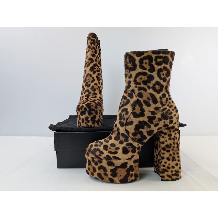 Saint Laurent Paris o1rshd1 Billy Pony Boots in Brown Leopard Size US 10 / IT 40 - 18 Thumbnail