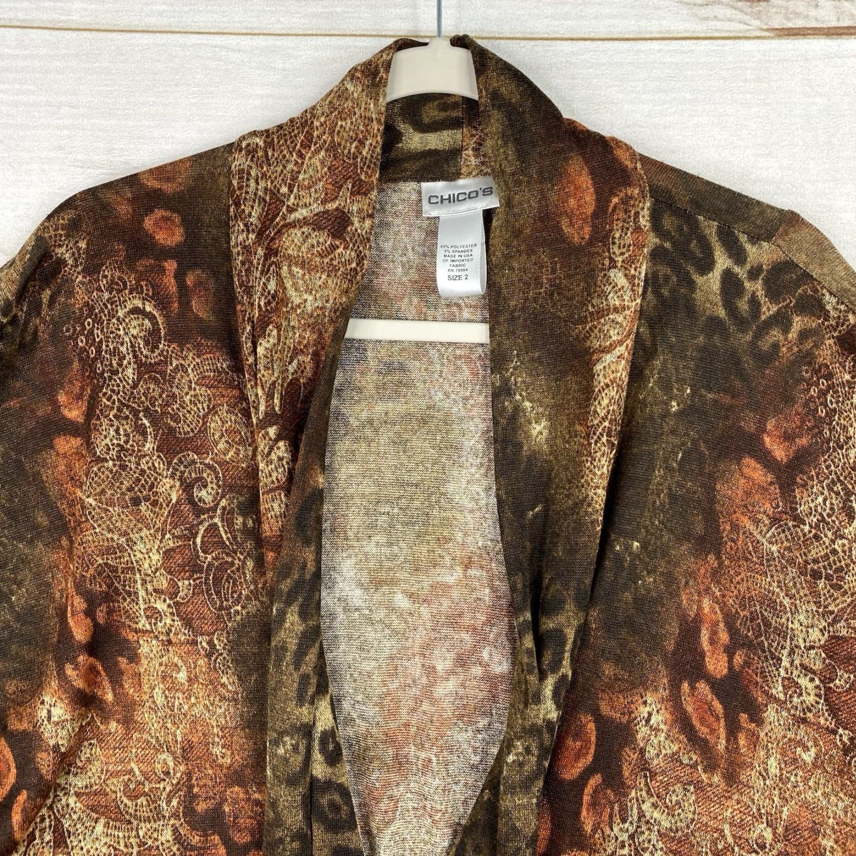Vintage VINTAGE Chico's Cardigan L Brown Animal Print Tie Front USA Made 90s Y2K Knit Shirt Womens Size L / US 10 / IT 46 - 2 Thumbnail