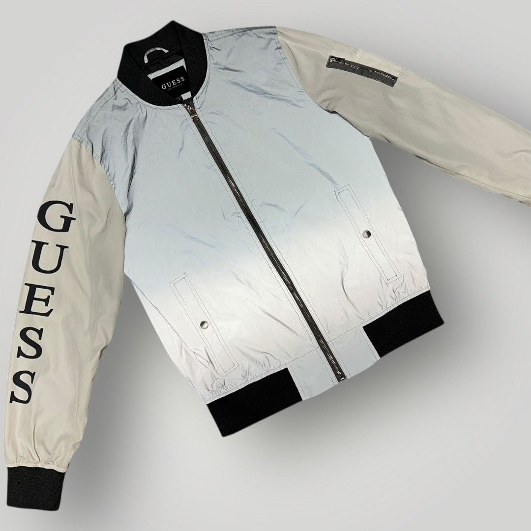 Guess GUESS Los Angeles Reflective Silver Bomber Jacket Zip Up Size US M / EU 48-50 / 2 - 1 Thumbnail