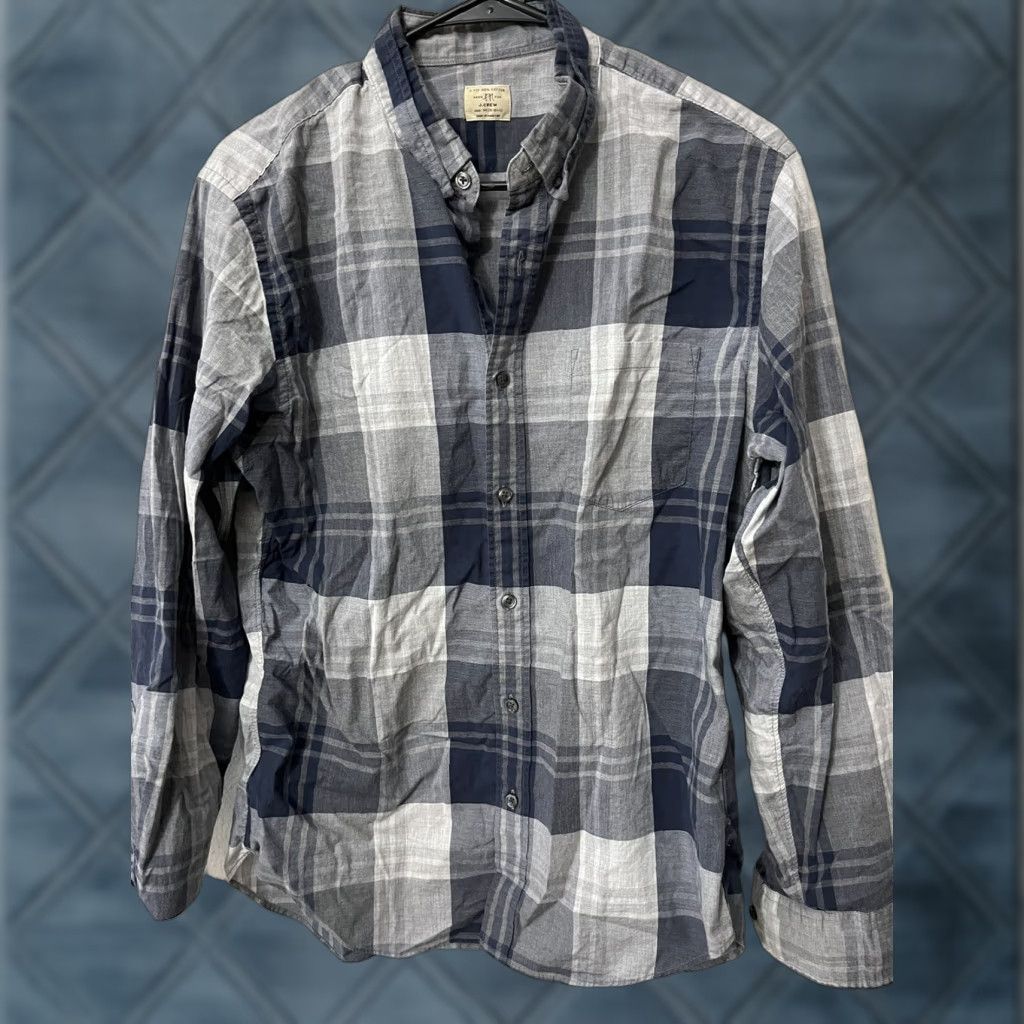 J.Crew VINTAGE J.CREW Button-Down Shirt Mens M Blue Plaid 2-Ply Cotton Long Sleeve with Pockets No. 2 Ply Cotton Shirt Mens Medium Blue Plaid 90s Size US M / EU 48-50 / 2 - 1 Thumbnail