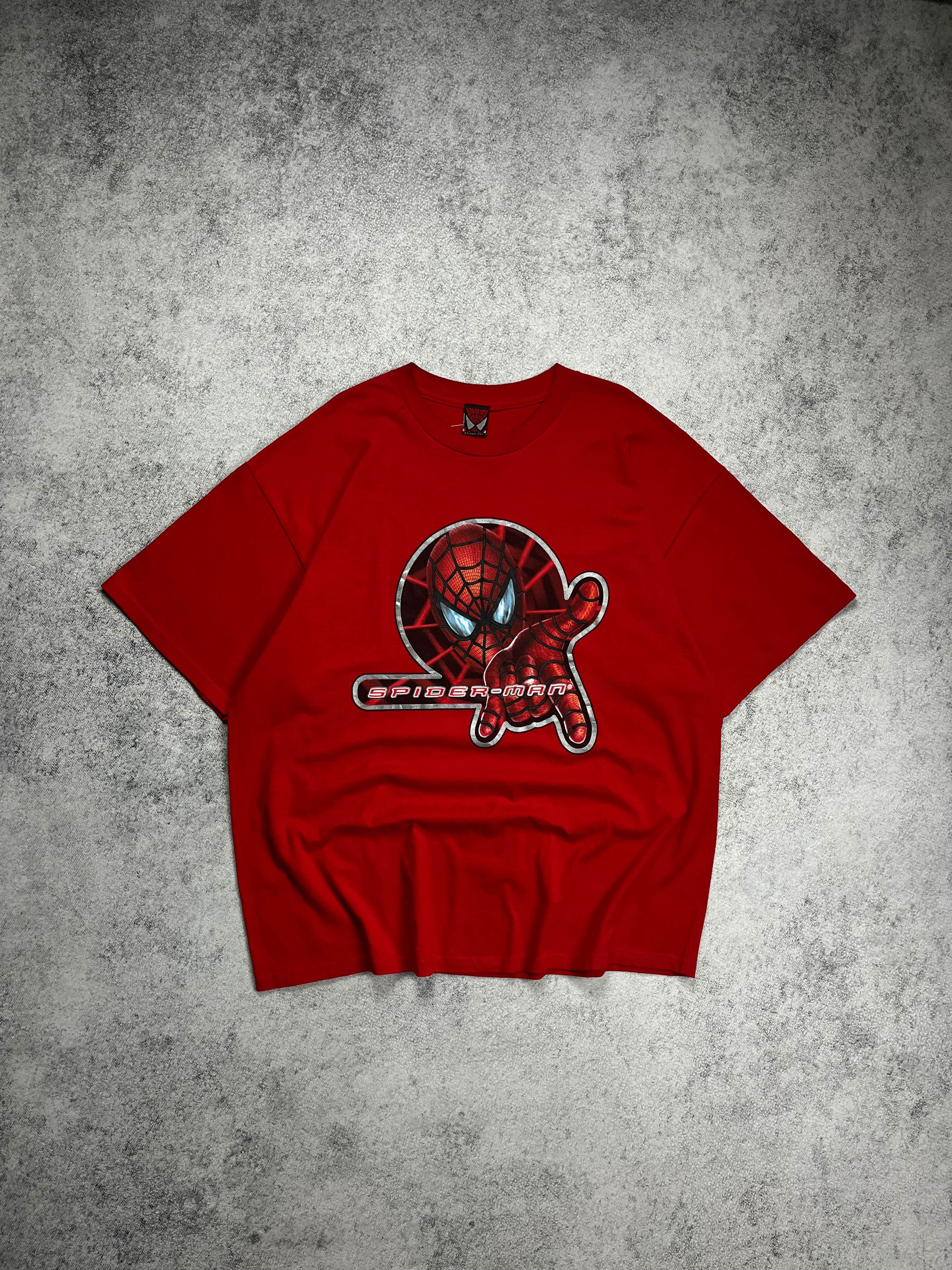 image of Vintage 2002 Made In Usa Spider Man Tee in Red, Men's (Size 2XL)