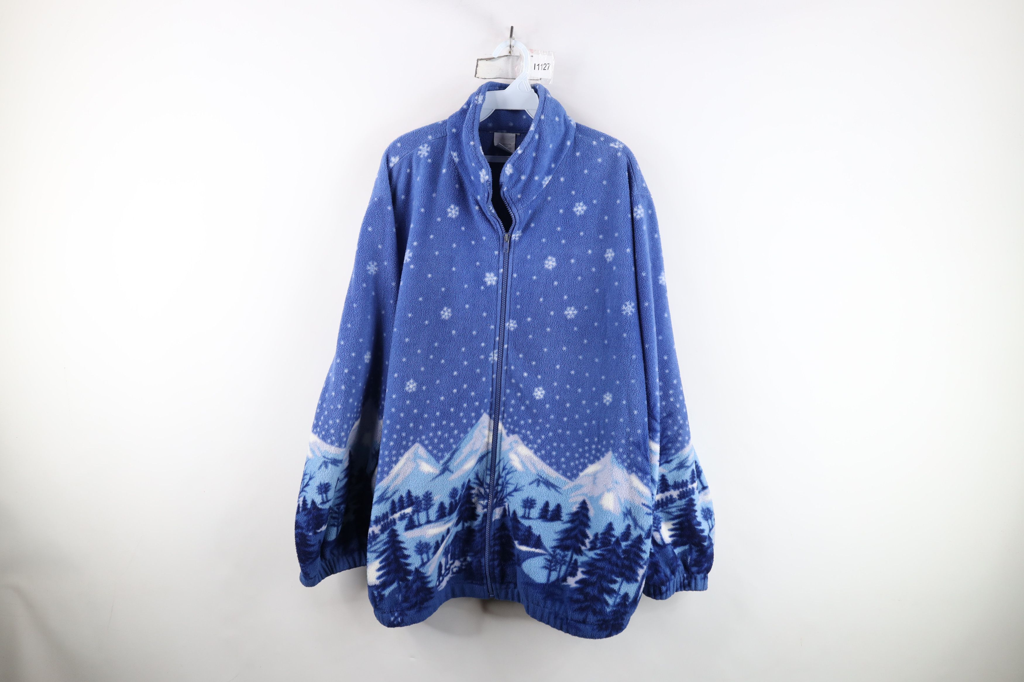 Vintage Vintage 90s Streetwear Mountain All Over Print Fleece Jacket Size XXL / US 16-18 / IT 52-54 - 1 Thumbnail