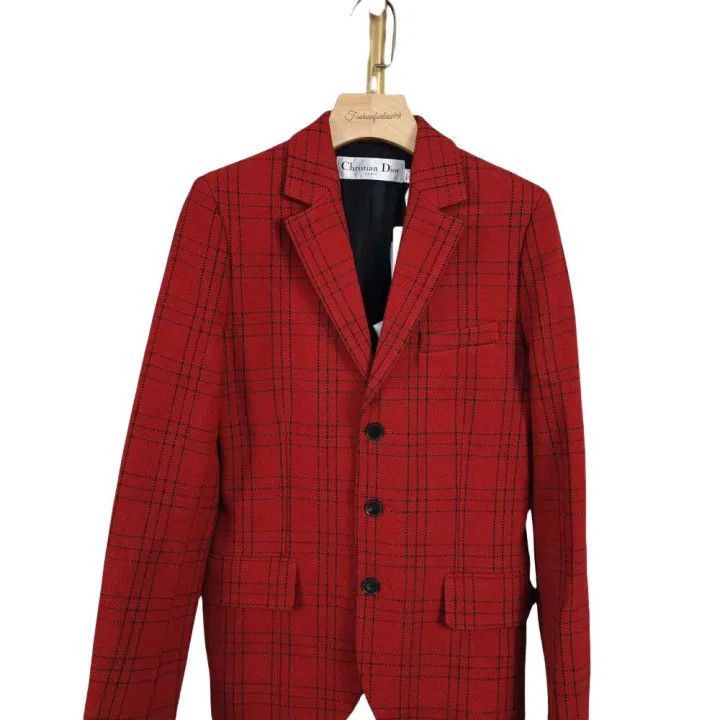 Dior Dior Red Plaid Long Sleeve Jacket 0079-2507 Size M / US 6-8 / IT 42-44 - 1 Thumbnail