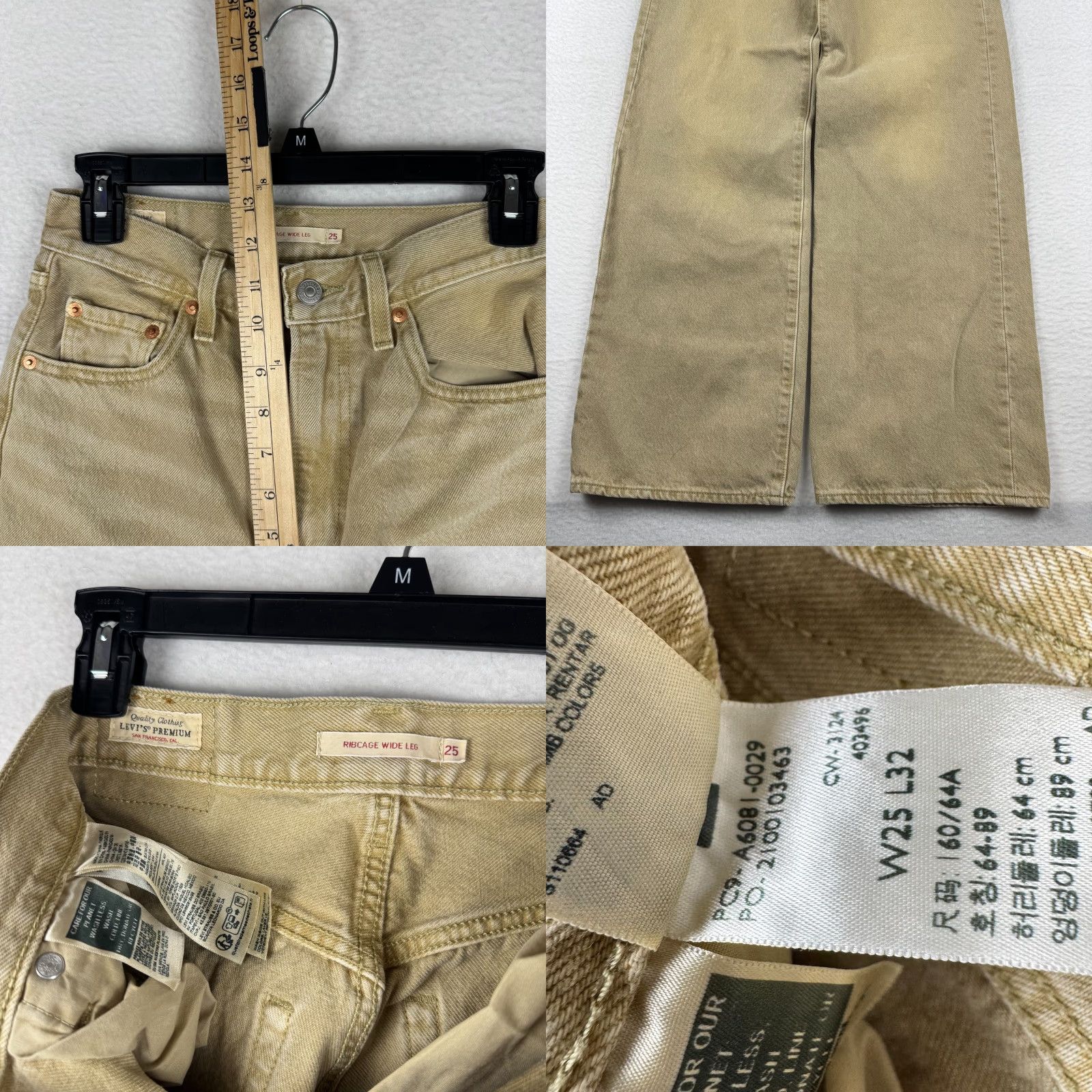 Levi's VINTAGE Levi's Premium Ribcage Wide Leg Jeans 25x32 Womens Beige Tan Denim 5-Pocket Wide-Leg Baggy Size 42" / US 20 - 8 Thumbnail