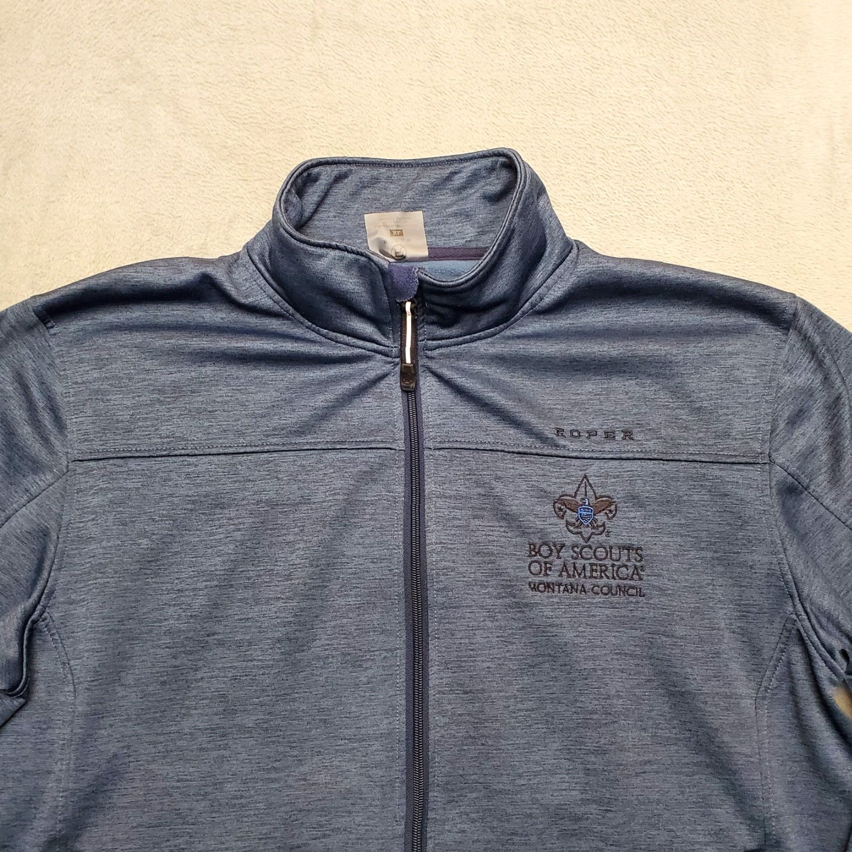 Roper VINTAGE Boy Scouts Of America Jacket Mens XL Blue Full Zip 100% Polyester Knit Roper Size US XL / EU 56 / 4 - 3 Thumbnail