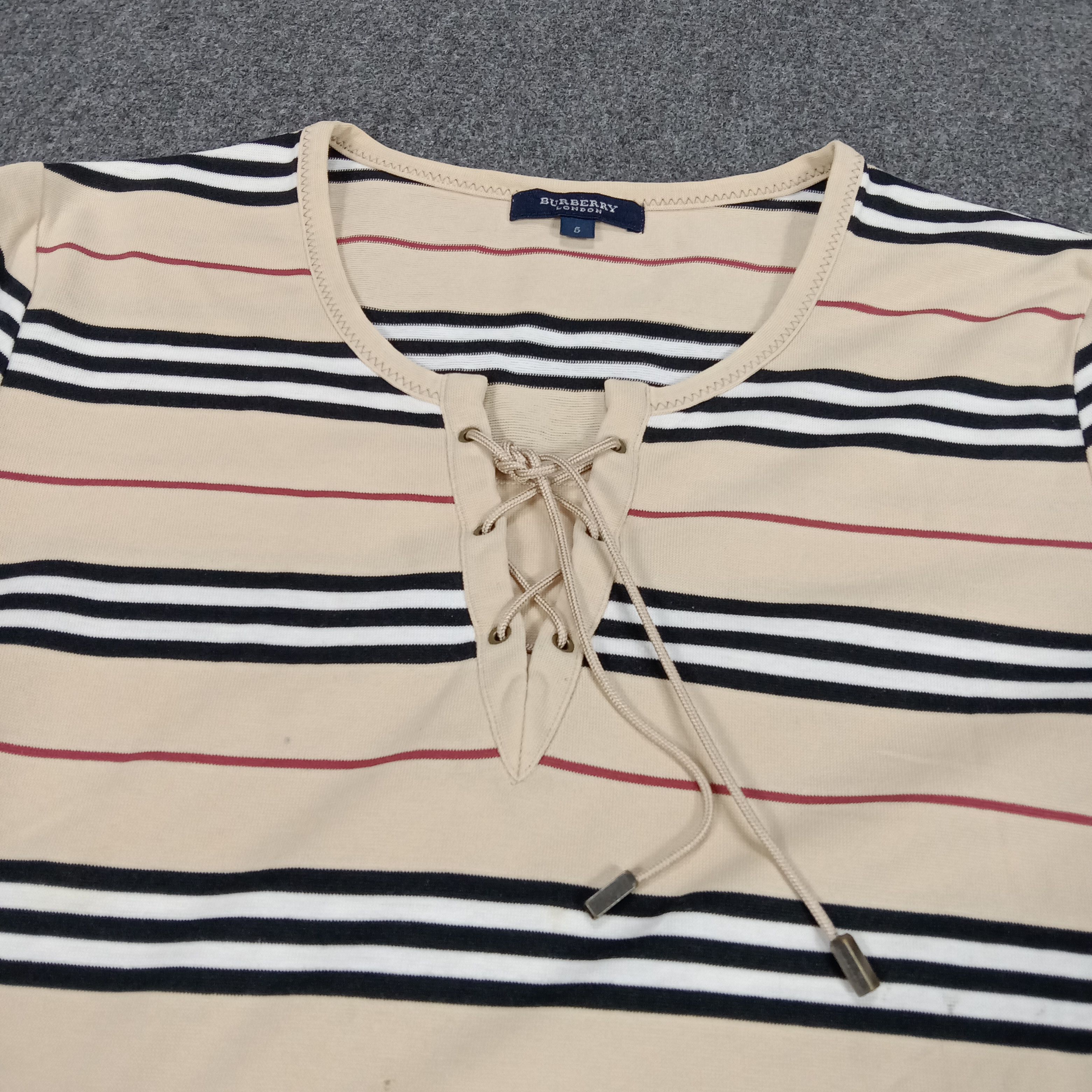 Burberry × Vintage Burberry London Stripe Design Crop Tshirt Size M / US 6-8 / IT 42-44 - 3 Thumbnail
