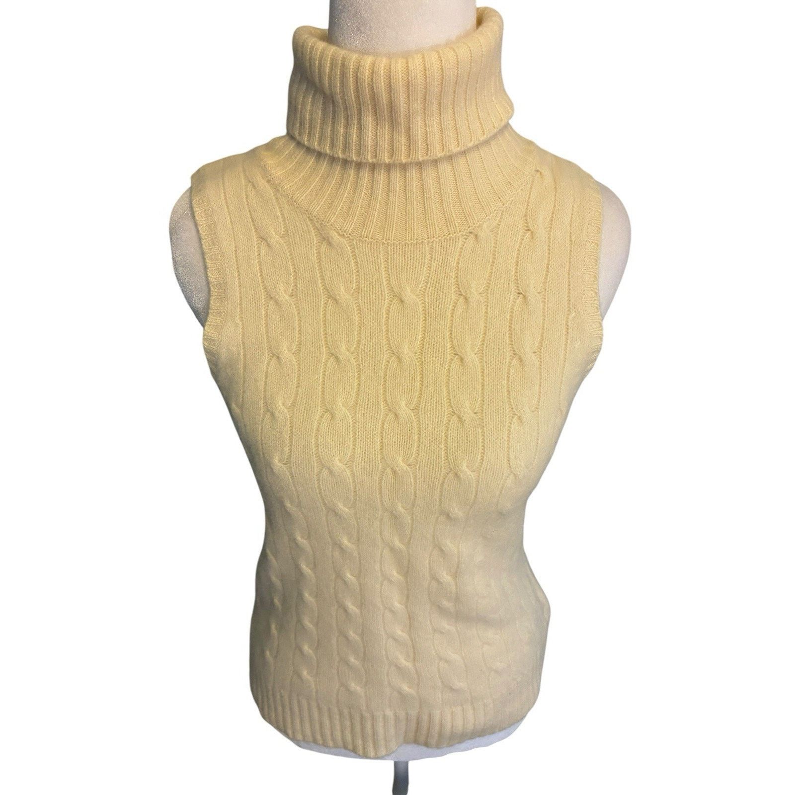Brooks Brothers y2k Cashmere Cable Knit sleeveless Turtleneck Sweater wool M Size M / US 6-8 / IT 42-44 - 3 Thumbnail