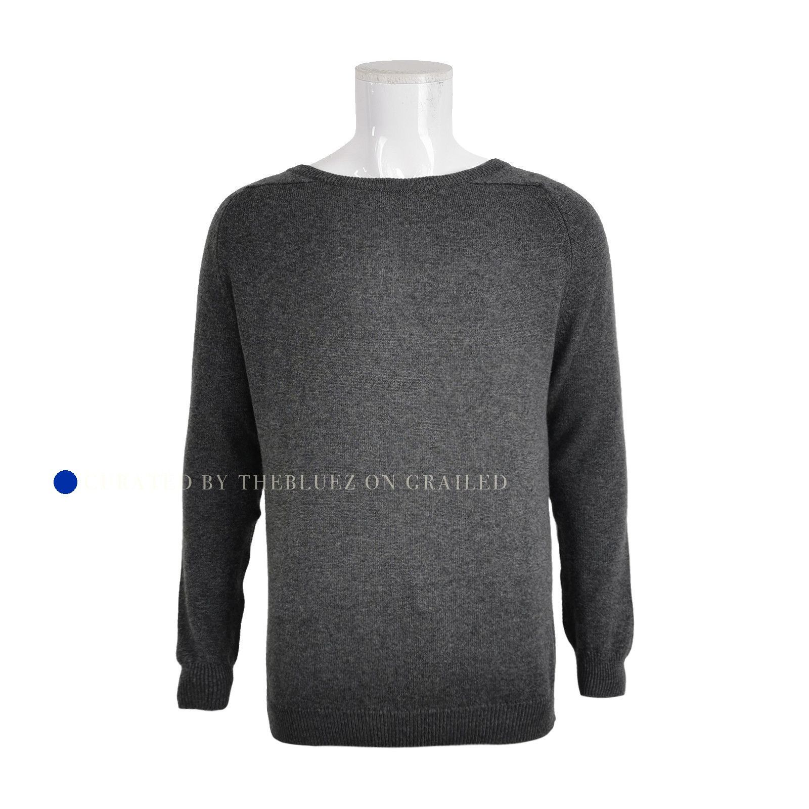 Saint Laurent Paris Cashmere Sweater with Elbow Patches, Gray Size US M / EU 48-50 / 2 - 1 Thumbnail
