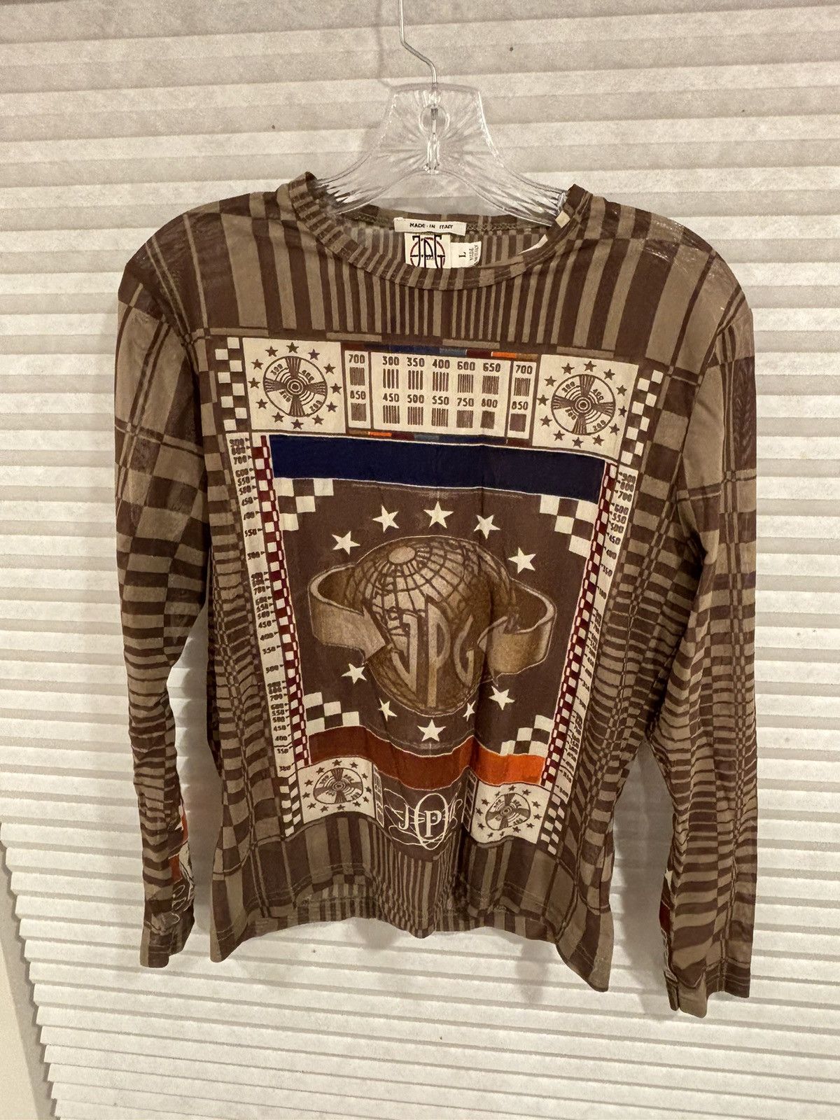 Jean Paul Gaultier × Vintage RARE Jean Paul Gaultier Globe Long Sleeve Mesh Top Size M / US 6-8 / IT 42-44 - 1 Thumbnail