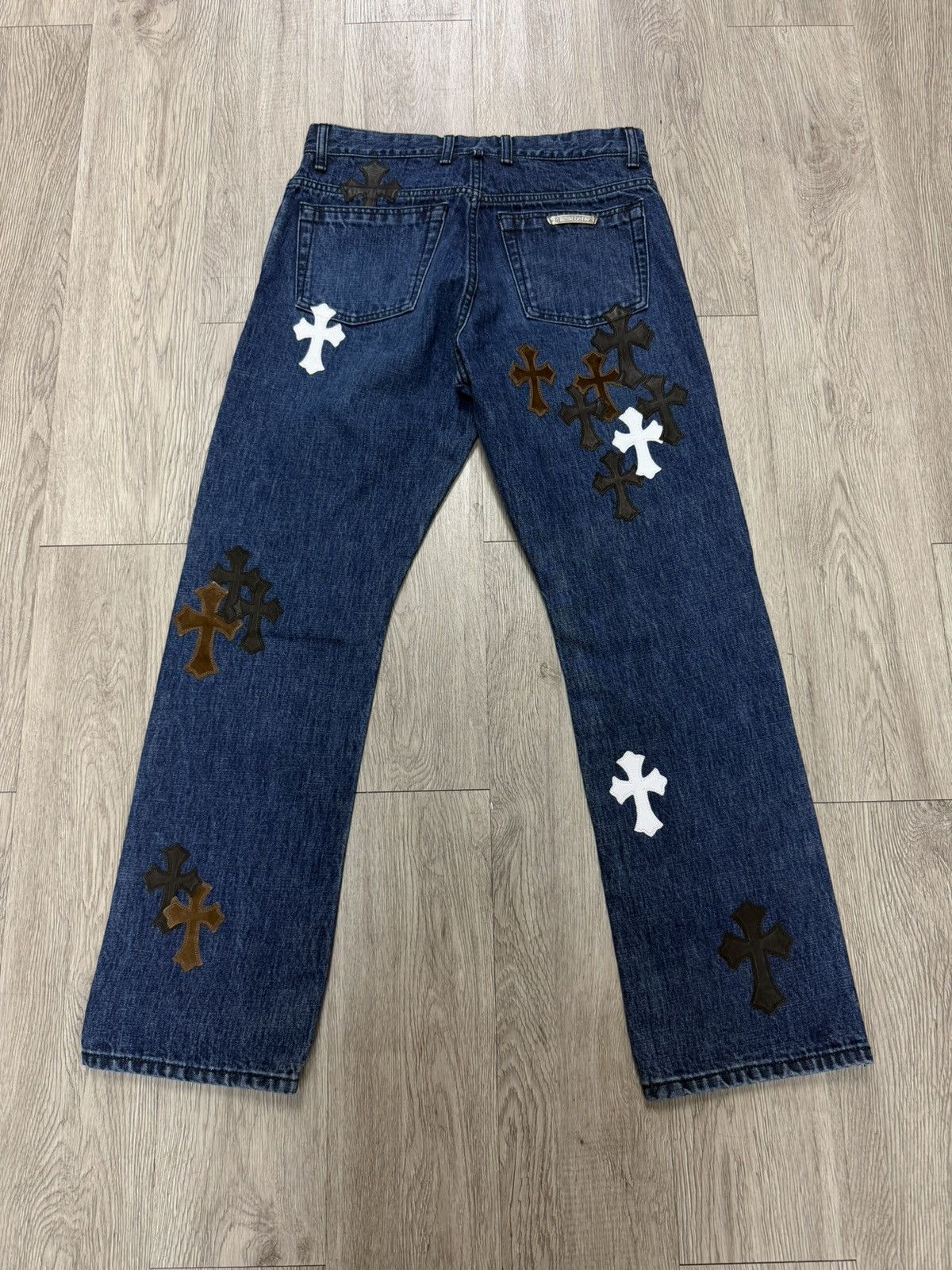 Chrome Hearts Chrome Hearts Navy Brown Black White Fleur Jeans Size US 31 - 2 Thumbnail