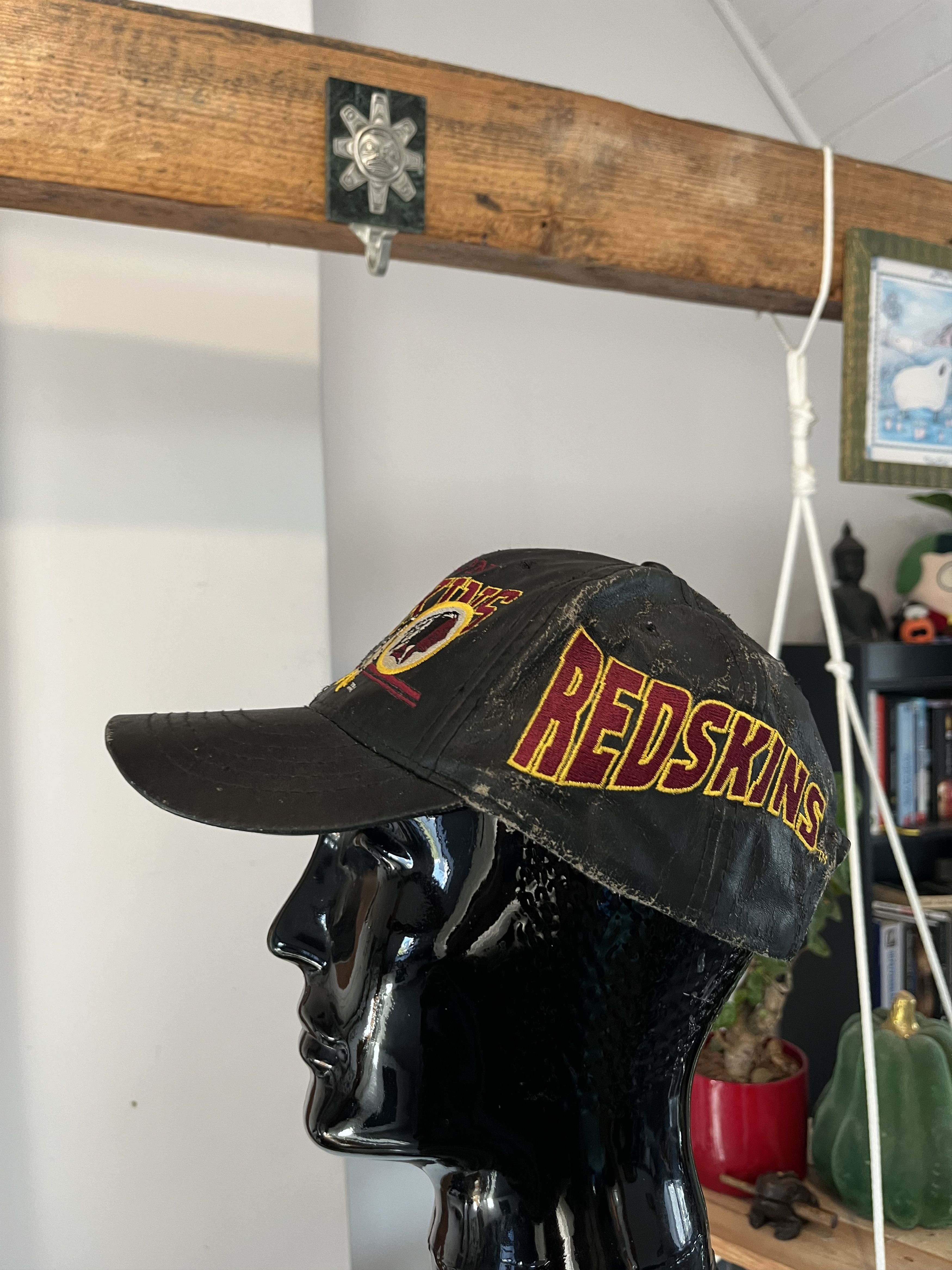NFL × Vintage Vintage 90s Washington Redskins NFL Leather Cap Y2K Rare Size ONE SIZE - 3 Thumbnail