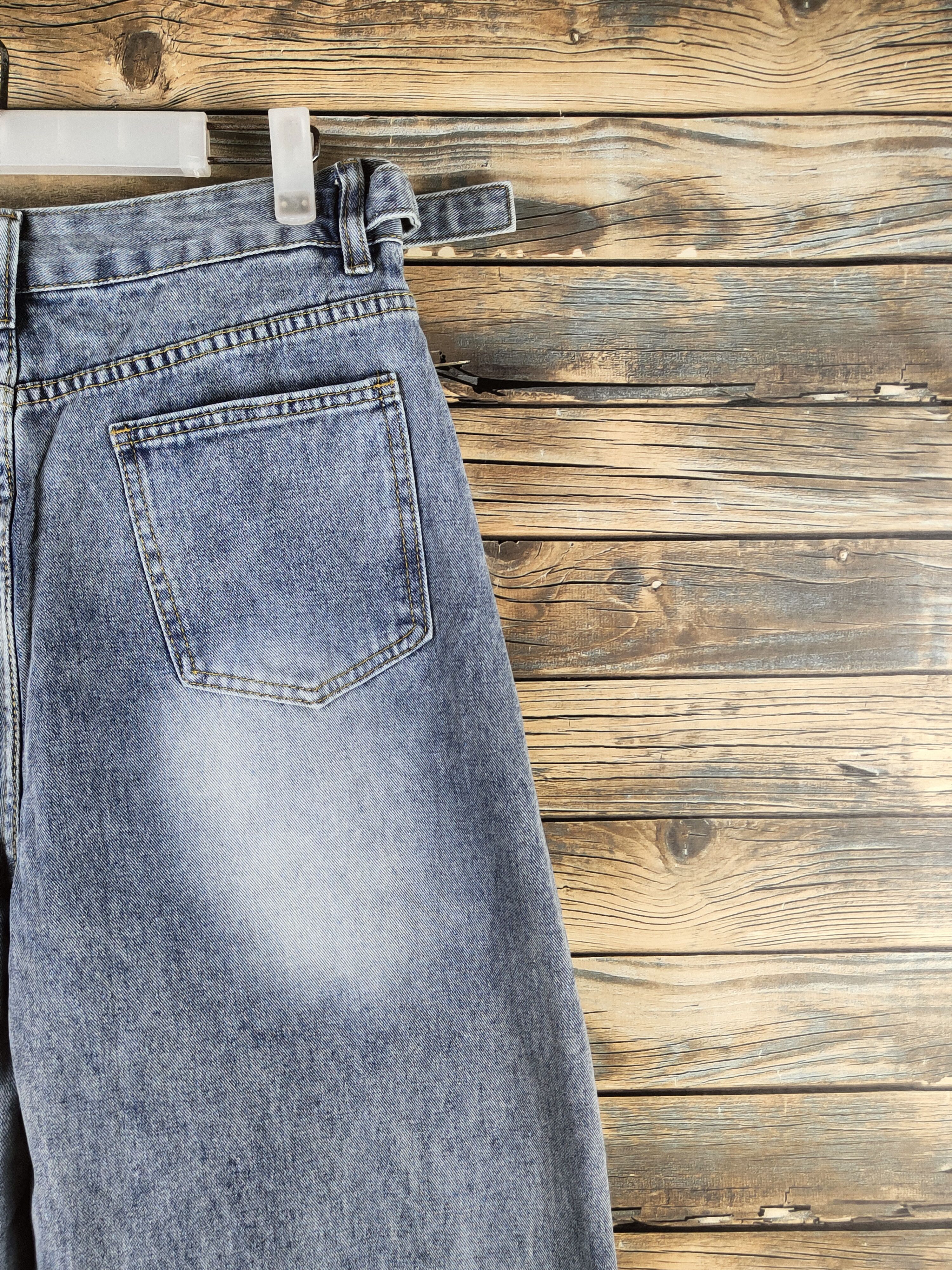 Japanese Brand D Japan Palazo Blue Distressed Ripped denim Jeans #S2912 Size 30" / US 8 / IT 44 - 10 Thumbnail