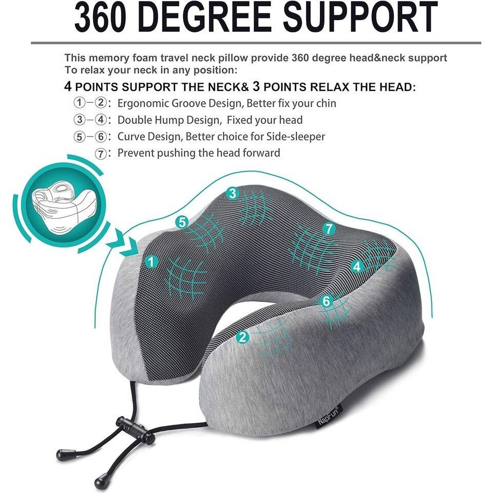 Other Travel Neck Pillow , 100% Pure Memory Foam Pillow, Portable Size ONE SIZE - 2 Thumbnail