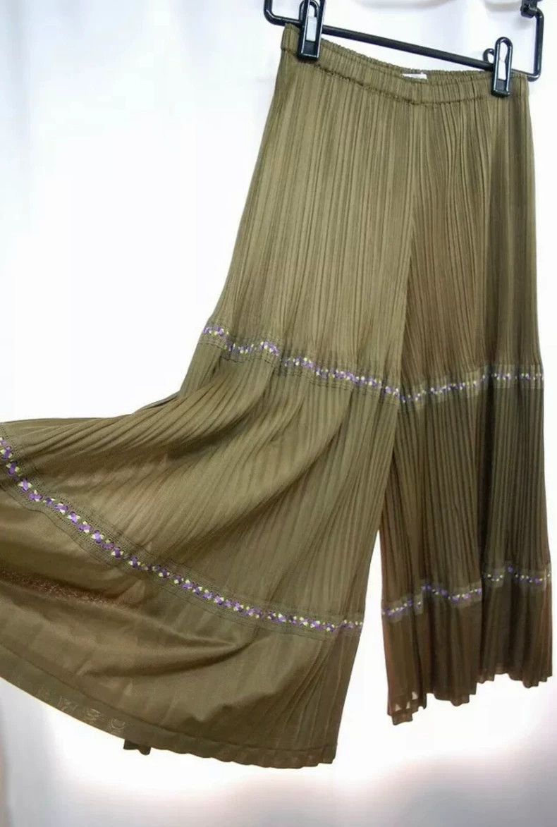 Issey Miyake issey miyake size：4 Green wide-leg trousers with pickles 25 Size 22" - 4 Thumbnail