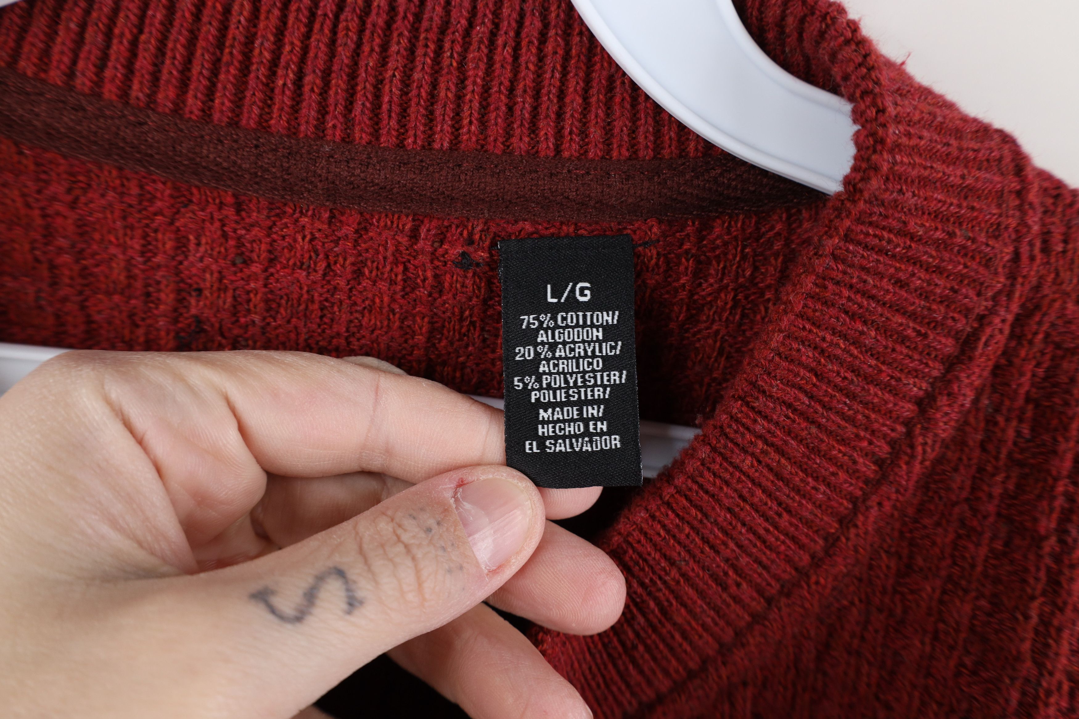 Vintage Vintage 90s Streetwear Waffle Knit Henley Sweater Red Size US L / EU 52-54 / 3 - 7 Thumbnail