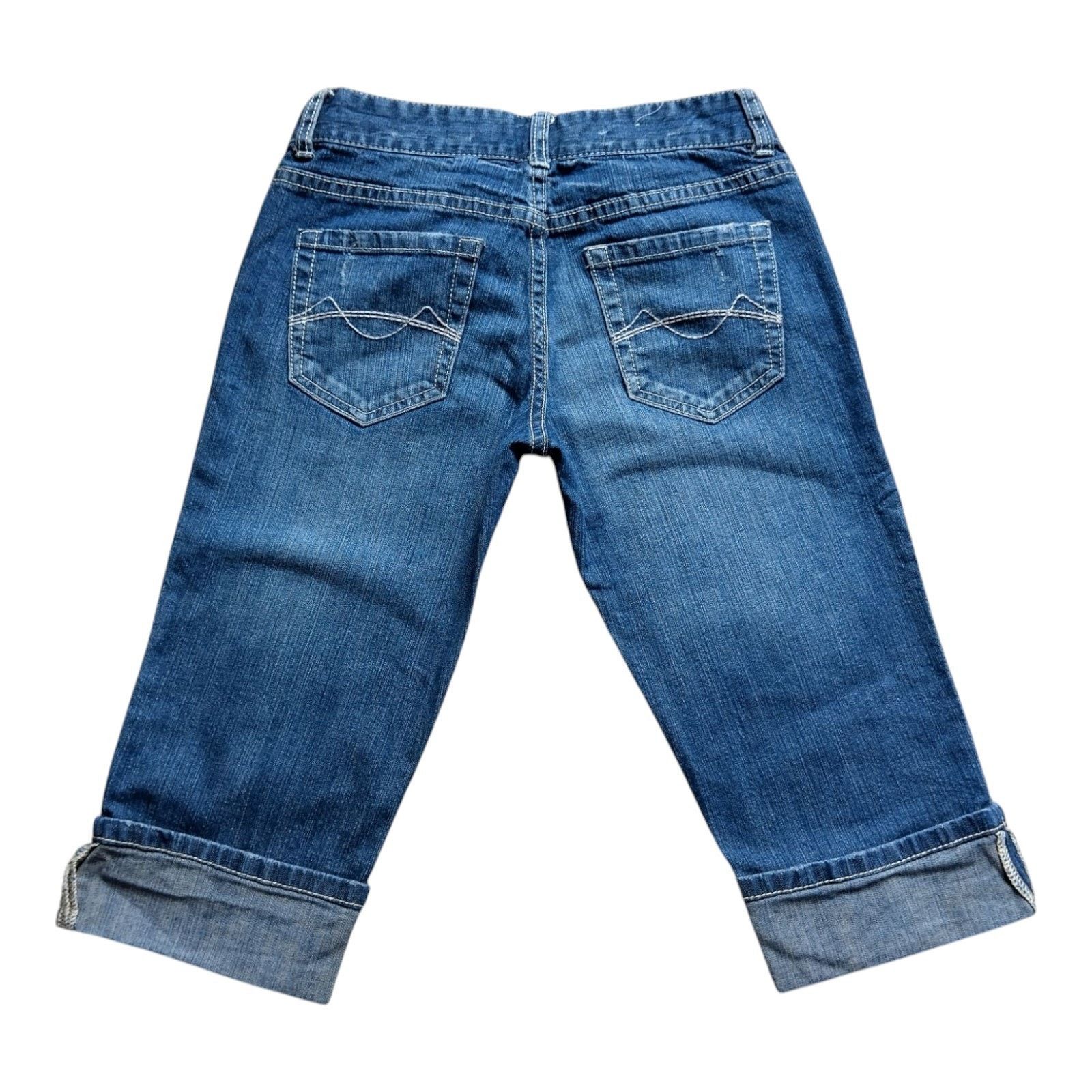 Mossimo Women's Mossimo Denim Capris, Size 1 Fit 6, Blue, Cuffed Size 25" / US 0 / IT 36 - 2 Thumbnail