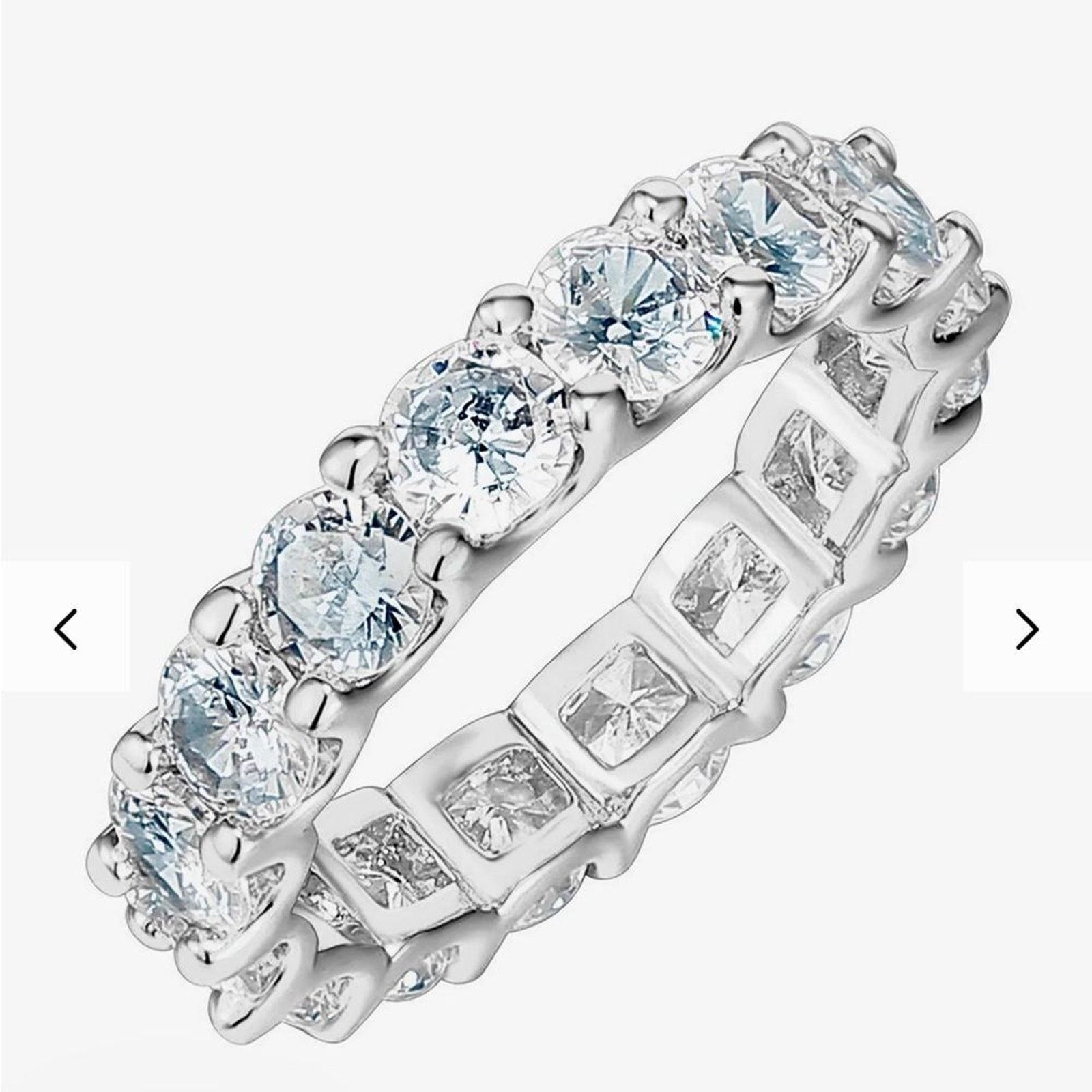 Vintage NWB PAV0I14K White Gold Plated Cubic Zicornia 4mm Ring Size ONE SIZE - 1 Thumbnail