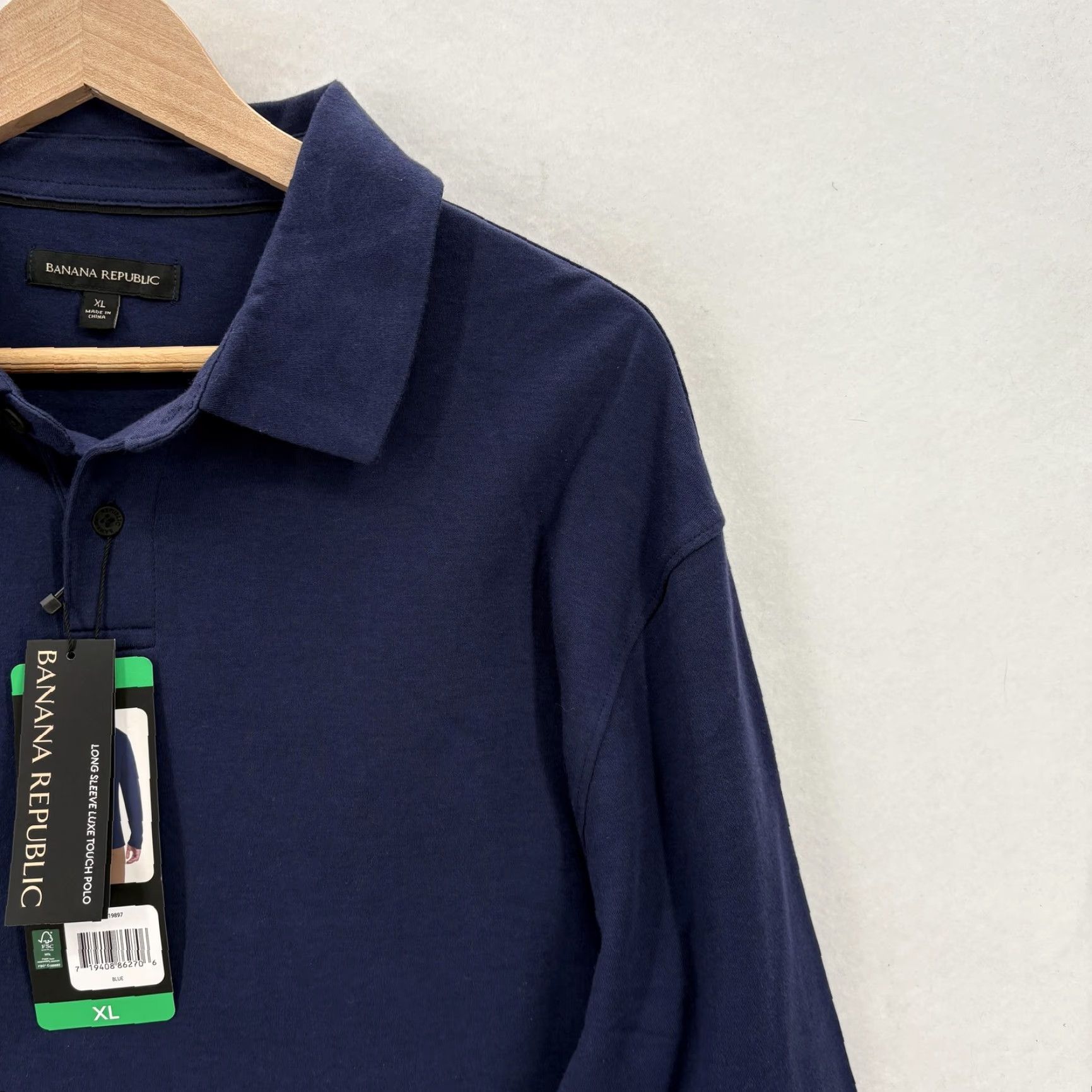 Banana Republic Banana Republic Luxe Touch Polo Shirt Mens XL Blue Long Sleeve Cotton Casual NWT Size US XL / EU 56 / 4 - 2 Thumbnail