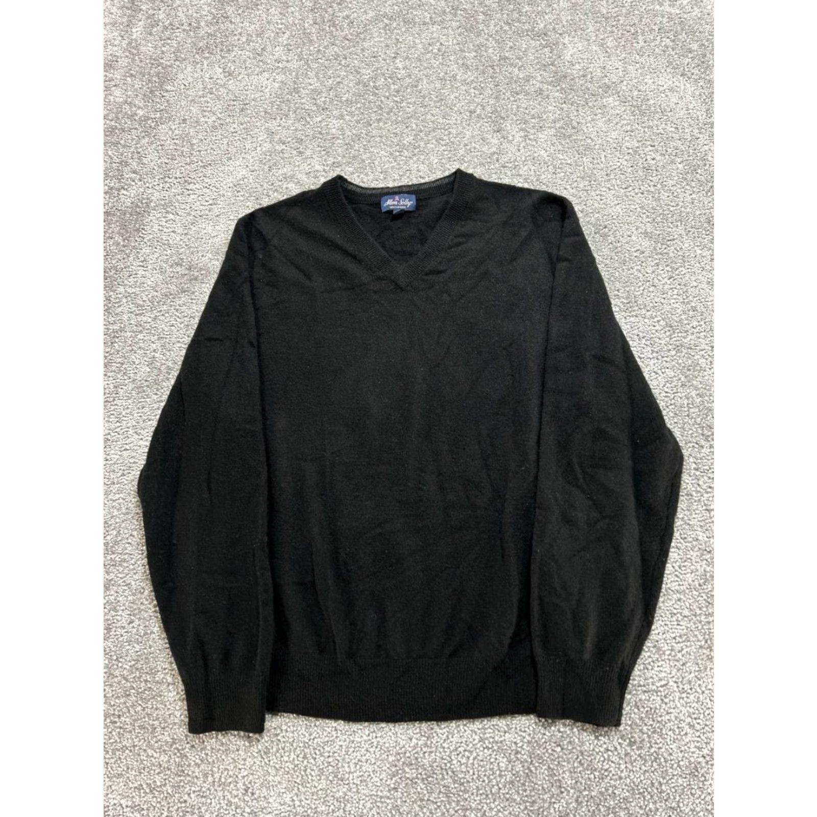 Vintage Allen Solly Sweater Mens XL Black Cashmere Tight Knit V Neck Casual Pullover Knit Regular Long Sleeve Ribbed Trim Pattern: Solid Modern Classic Mens Size US XL / EU 56 / 4 - 2 Thumbnail