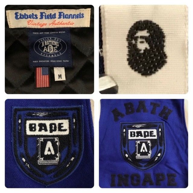 Bape × Ebbets Field Flannels BAPE × EBBETS FIELD FLANNELS Leather Sleeve Varsity Jacket Size US M / EU 48-50 / 2 - 9 Thumbnail
