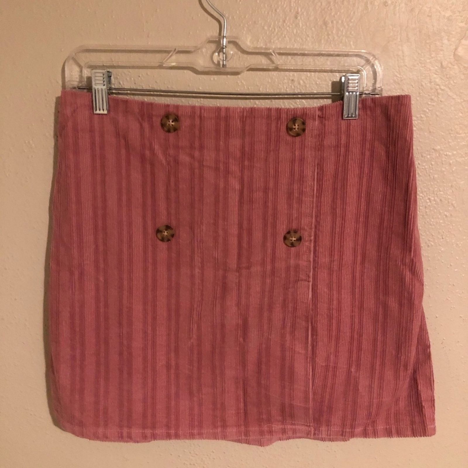 Target Basics Wild Fable Pink Corduroy Skirt with Buttons Size 28" / US 6 / IT 42 - 2 Thumbnail