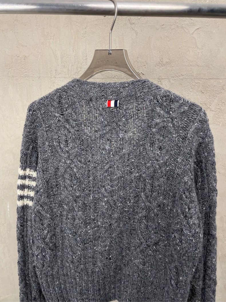 Thom Browne Thom browne Gray four-striped wool Mohai cardigan sweater 2 Size US S / EU 44-46 / 1 - 4 Thumbnail