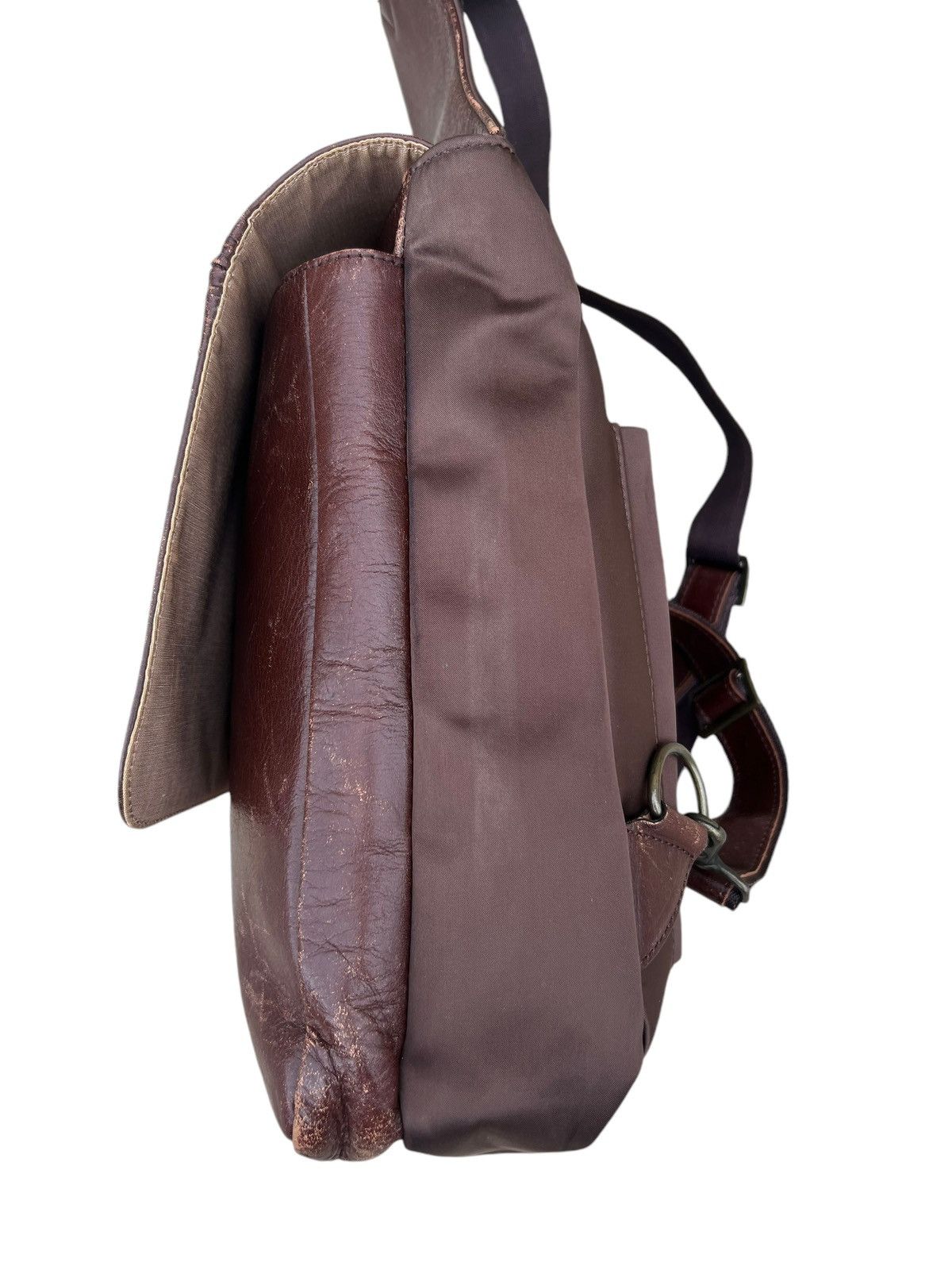 Leather Vintage HW Design Japan Hybrid Nylon Patina Leather Backpack Size ONE SIZE - 12 Thumbnail