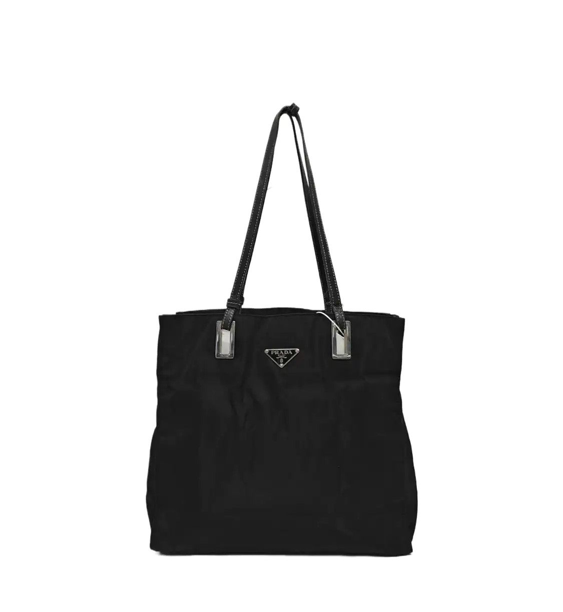 Prada PRADA tote bag black nylon logo handbag shoulder bag silver hardware Size ONE SIZE - 1 Thumbnail