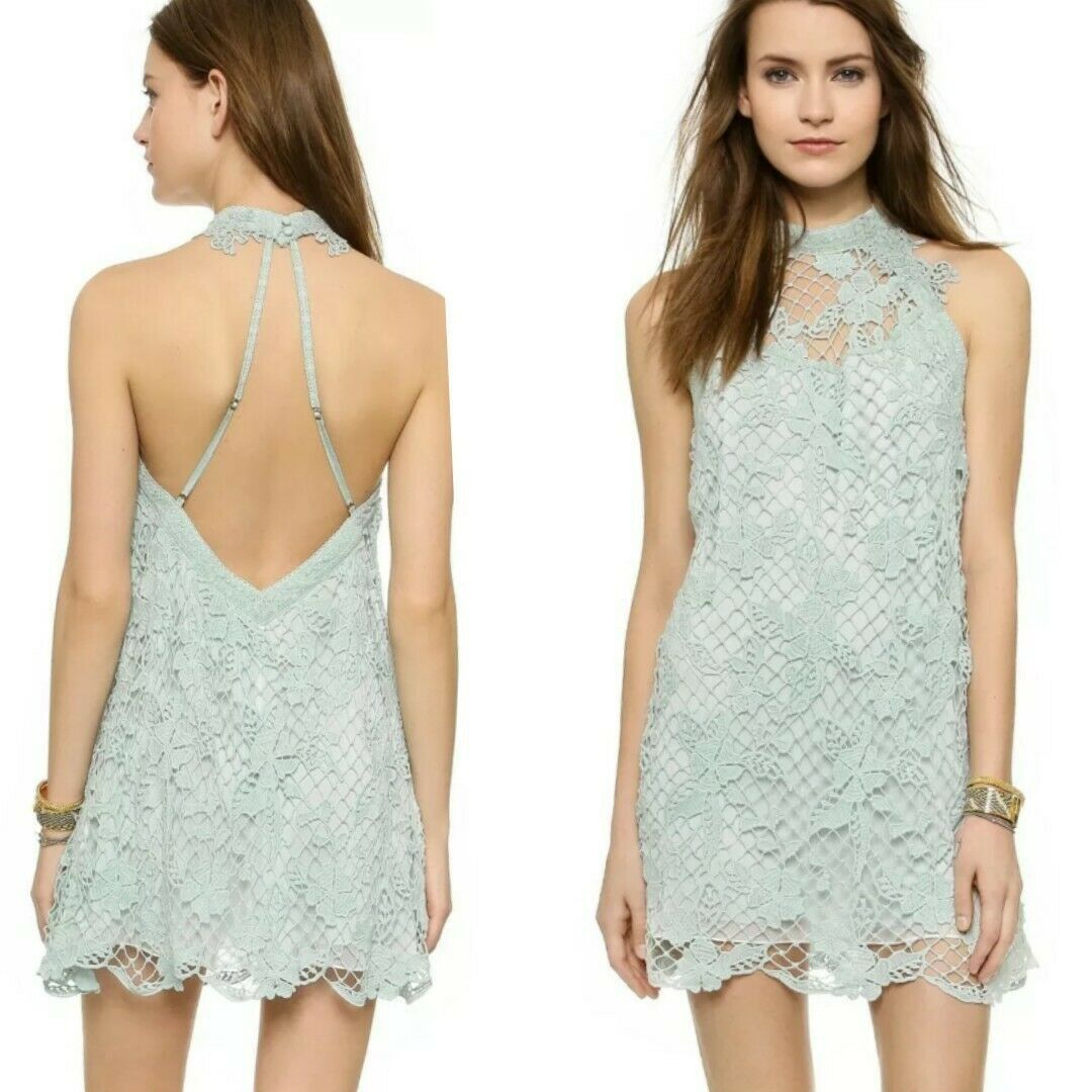 Free People New Snow Drop Floral Embroidered Lace Trapeze Mini Dress M Size M / US 6-8 / IT 42-44 - 6 Thumbnail