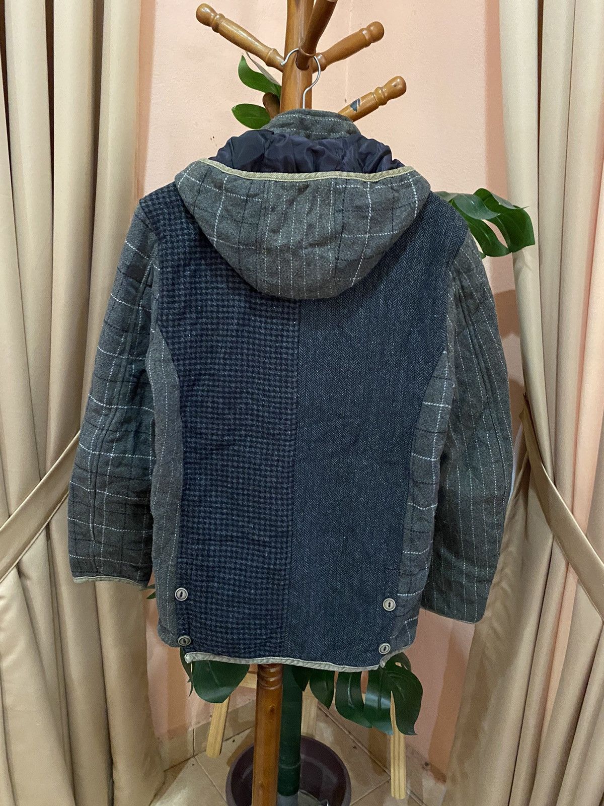 Japanese Brand CORISCO PATCHWORK HOODED WOOL JACKET Size US L / EU 52-54 / 3 - 5 Thumbnail