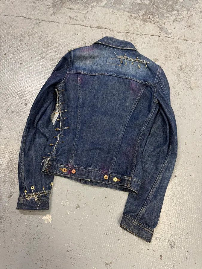 Dolce & Gabbana 2000s Dolce & Gabbana Blue Denim Golden Safety Pin Distressed Jacket Size XS / US 0-2 / IT 36-38 - 4 Thumbnail