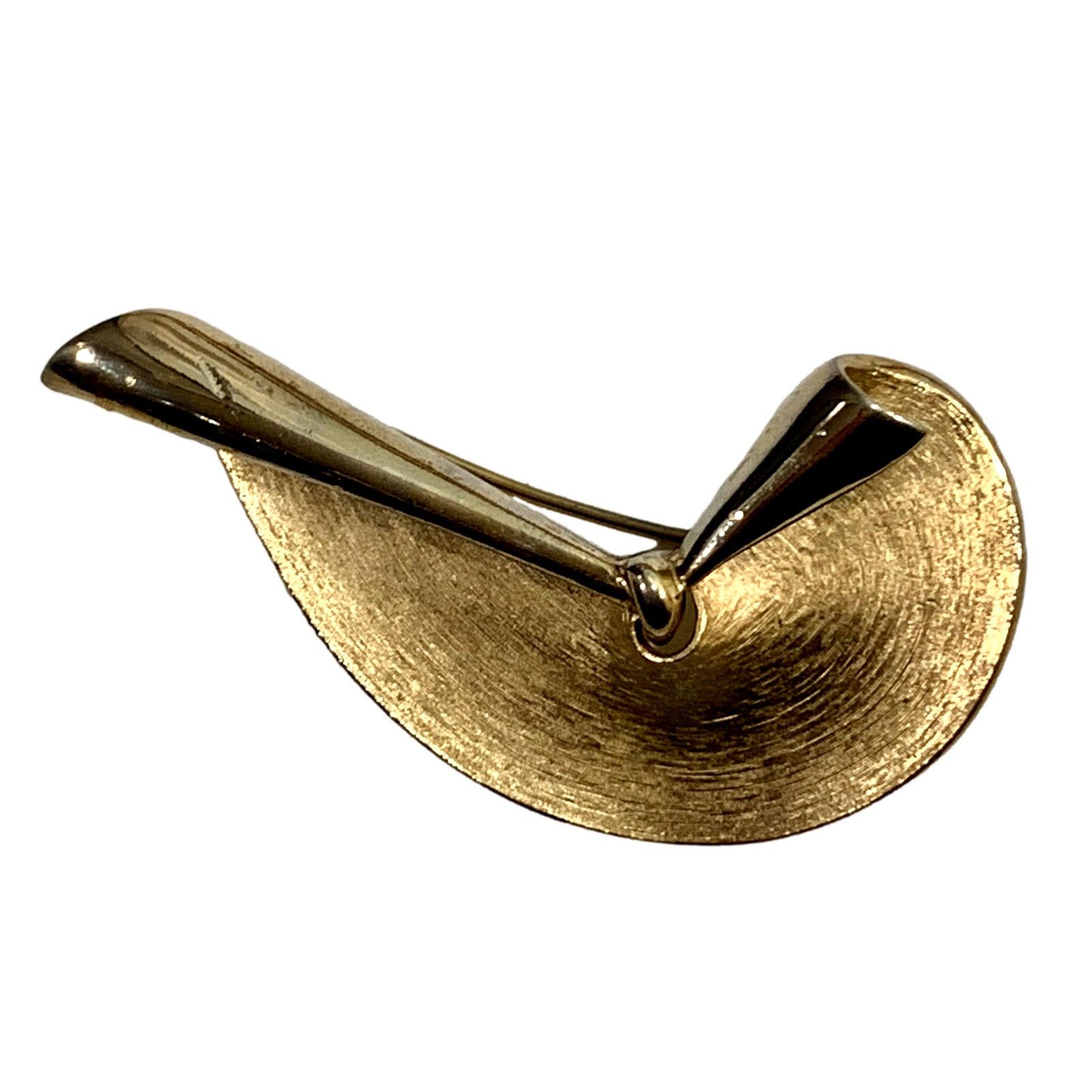 Jewelry × Vintage 50s 60s Crown Trifari Modernist Abstract Gold Brooch | 2.75" Size ONE SIZE - 1 Thumbnail