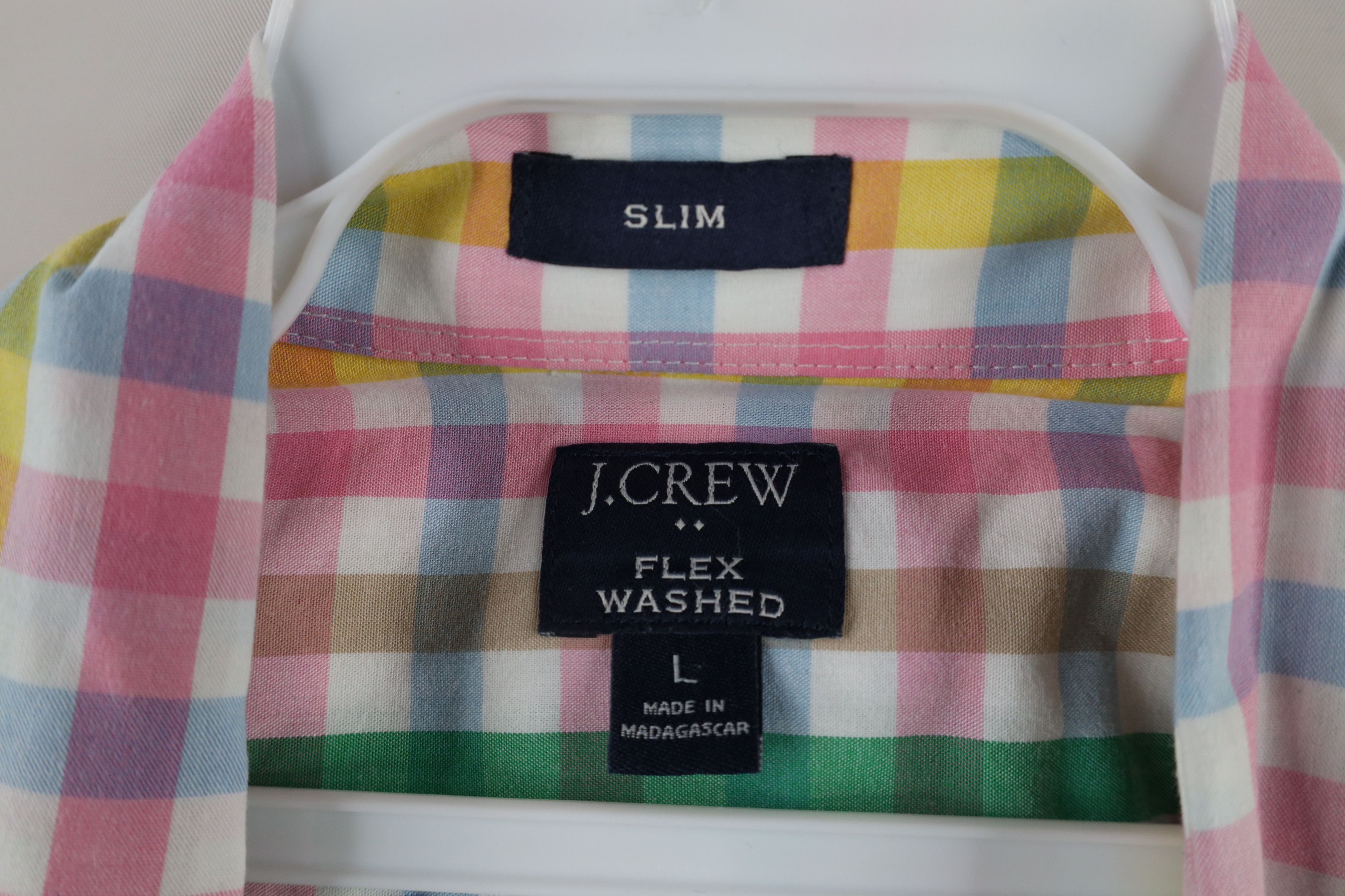 J.Crew × Vintage J Crew Wash Rainbow Plaid Short Sleeve Button Down Shirt Size US L / EU 52-54 / 3 - 6 Thumbnail