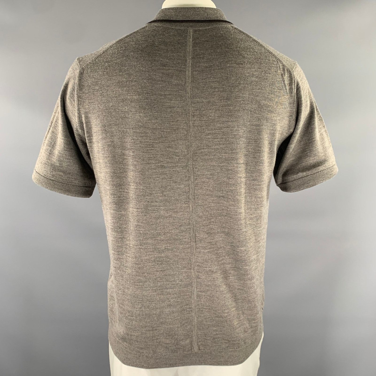 Rag & Bone RAG & BONE L Brown Black Knitted Wool Cashmere Buttoned Polo Size US L / EU 52-54 / 3 - 3 Thumbnail